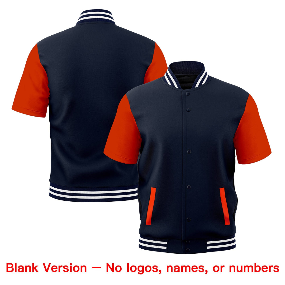 Custom Orange Navy White Full-Snap Classic Style Jacket| KXKSHOP