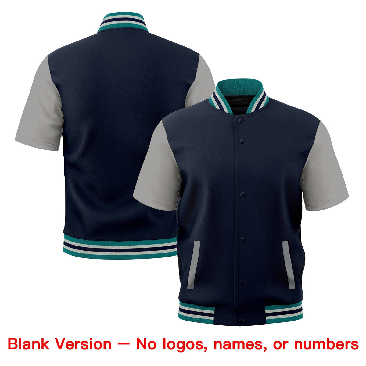 Custom Gray Teal Silver Full-Snap Classic Style Jacket| KXKSHOP