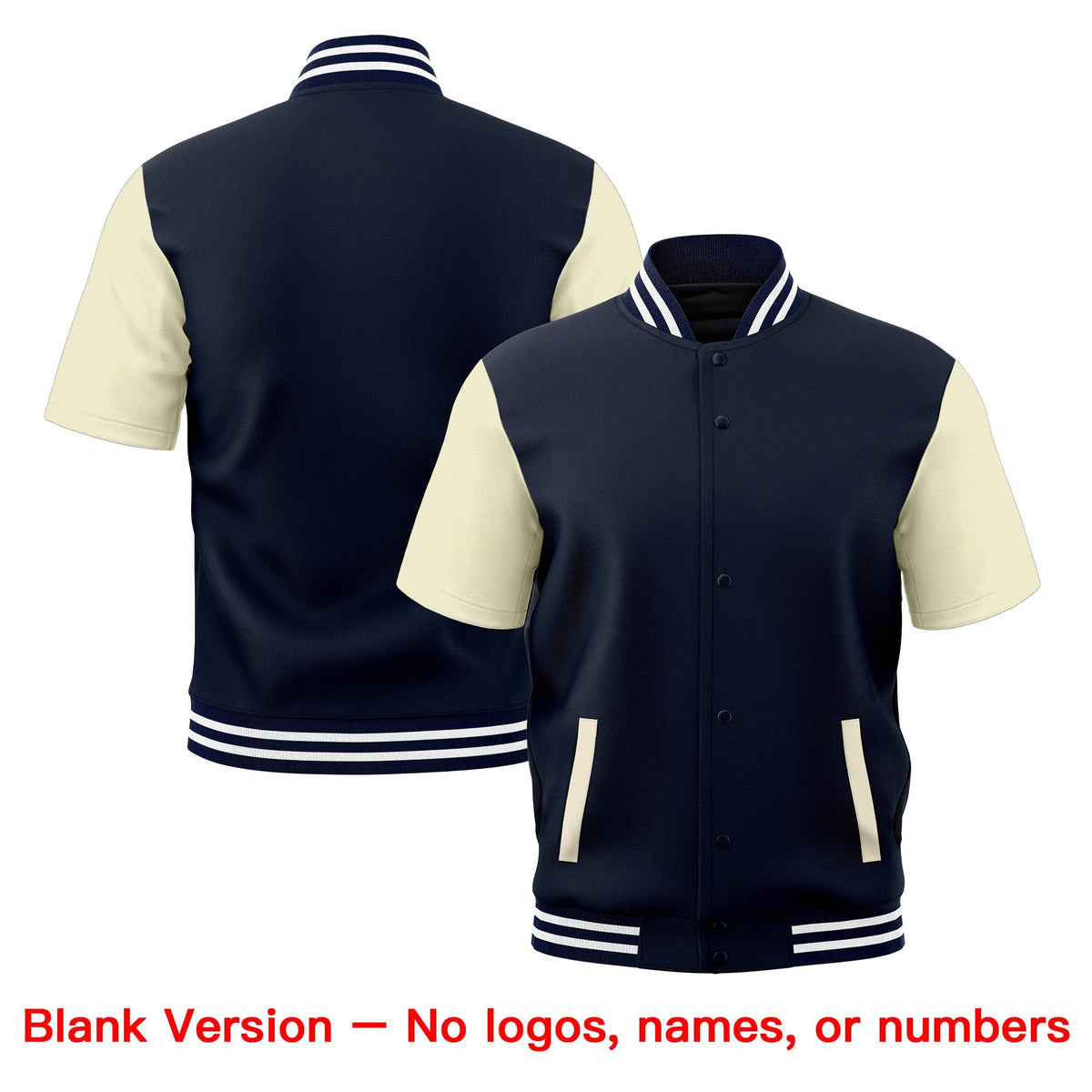 Custom Cream Navy White Full-Snap Classic Style Jacket| KXKSHOP
