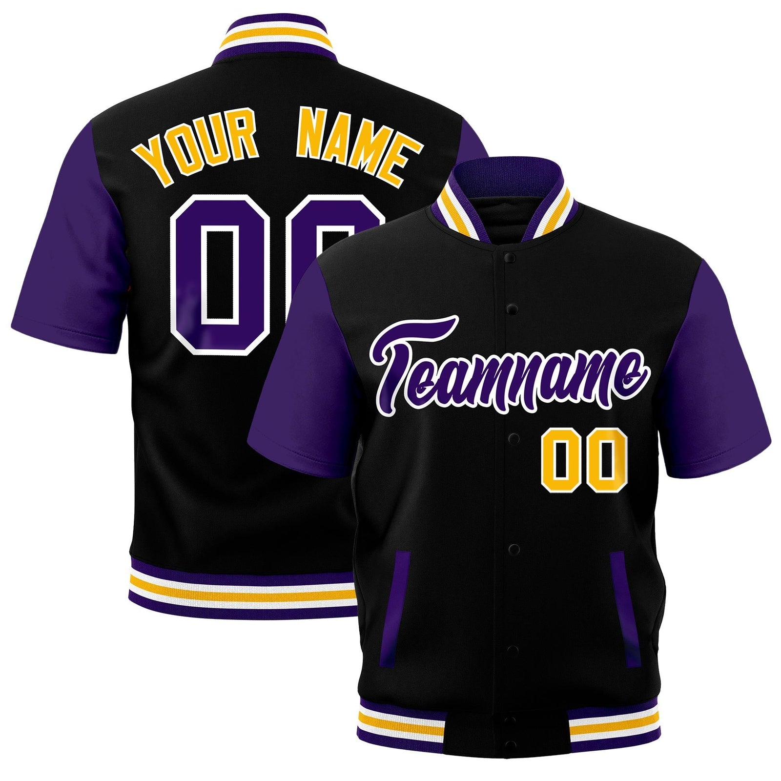Custom Purple White Gold Full-Snap Classic Style Jacket| KXKSHOP