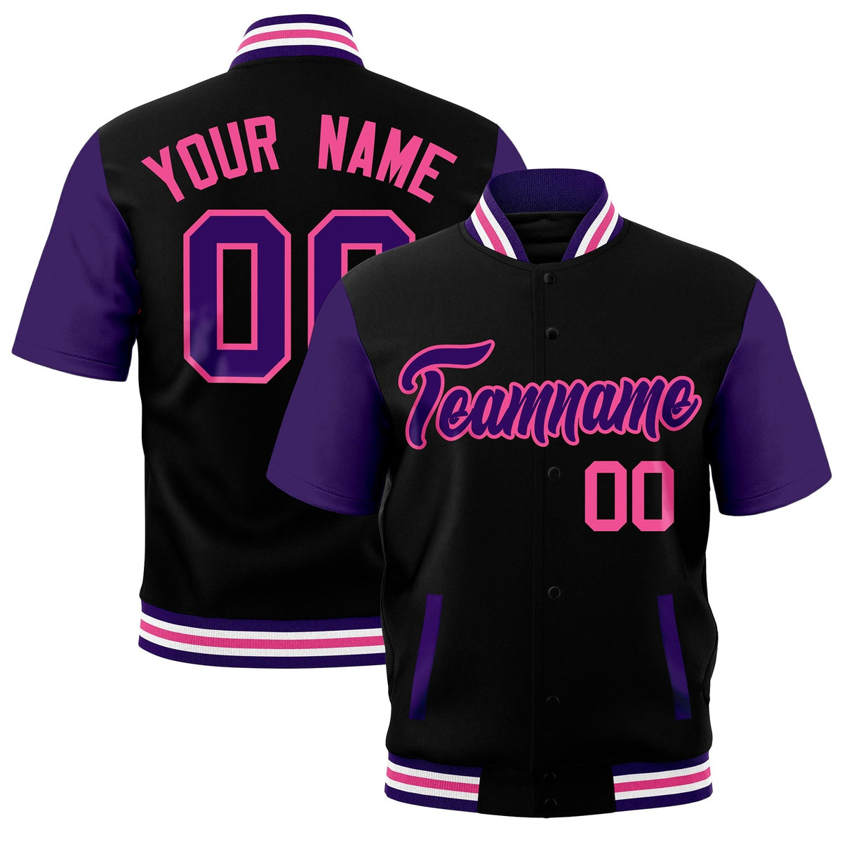 Custom Purple White Pink Full-Snap Classic Style Jacket| KXKSHOP