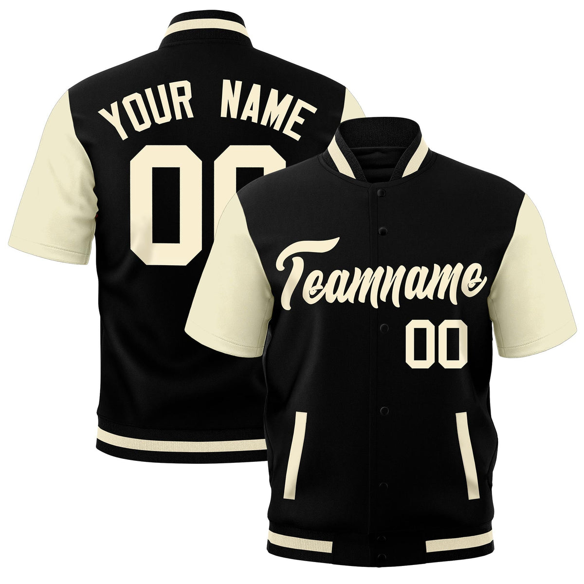 Custom Cream Black Full-Snap Classic Style Jacket| KXKSHOP