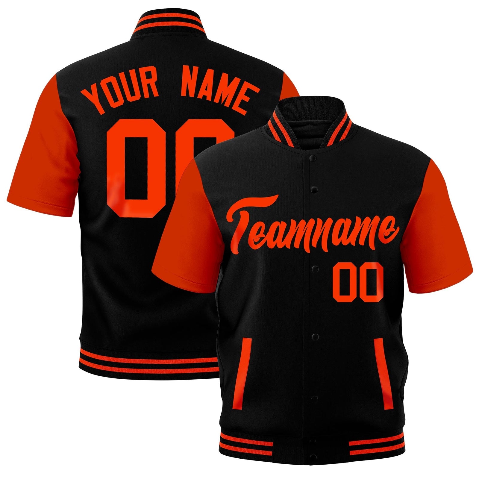 Custom Orange Black Full-Snap Classic Style Jacket| KXKSHOP