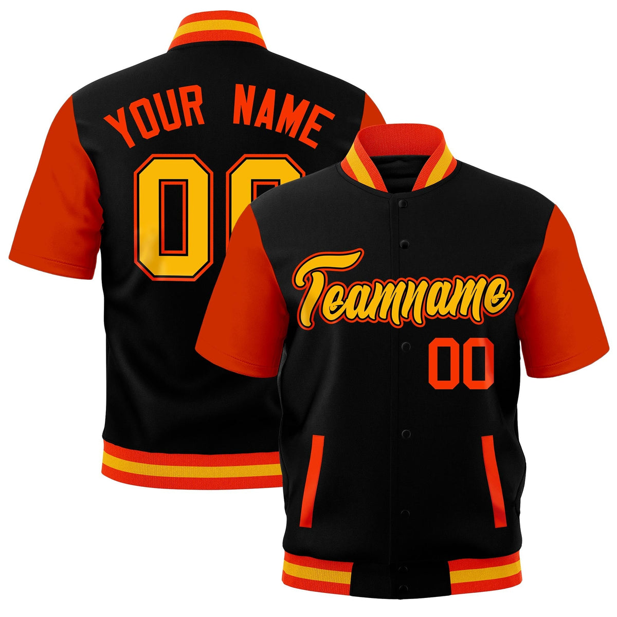 Custom Orange Gold Full-Snap Classic Style Jacket| KXKSHOP