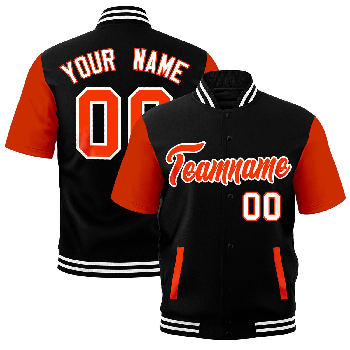Custom Orange Black White Full-Snap Classic Style Jacket| KXKSHOP