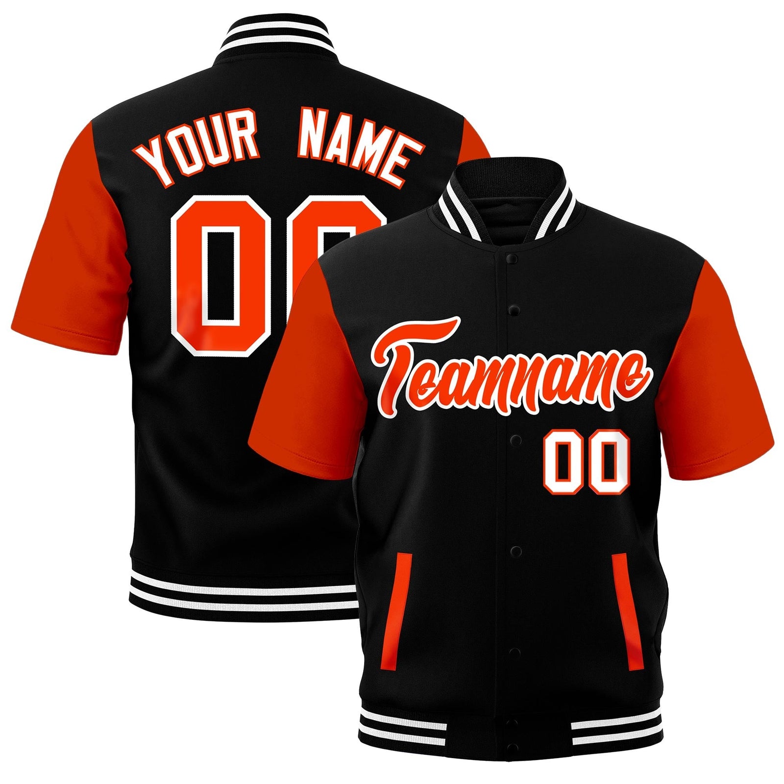 Custom Orange Black White Full-Snap Classic Style Jacket| KXKSHOP