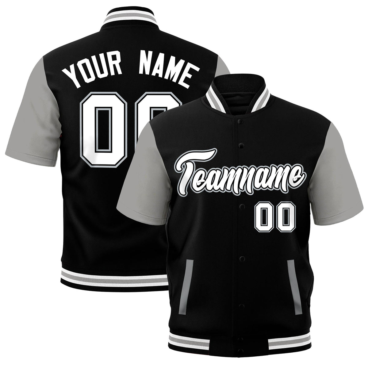 Custom Gray Black White Full-Snap Classic Style Jacket| KXKSHOP