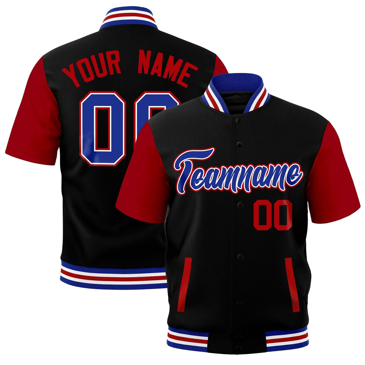 Custom Red Royal Blue White Full-Snap Classic Style Jacket| KXKSHOP
