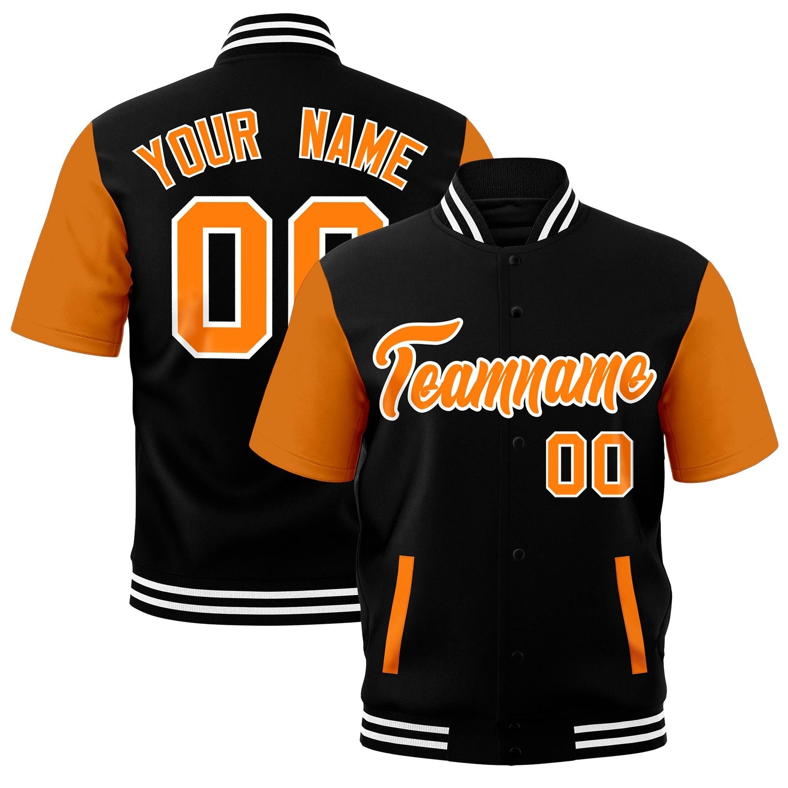 Custom Gold Orange Black White Full-Snap Classic Style Jacket| KXKSHOP
