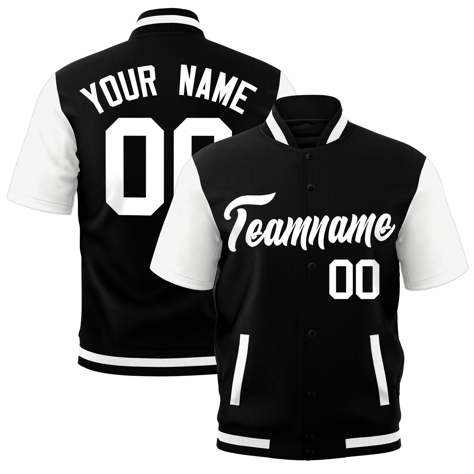 Custom White Black Full-Snap Classic Style Jacket| KXKSHOP