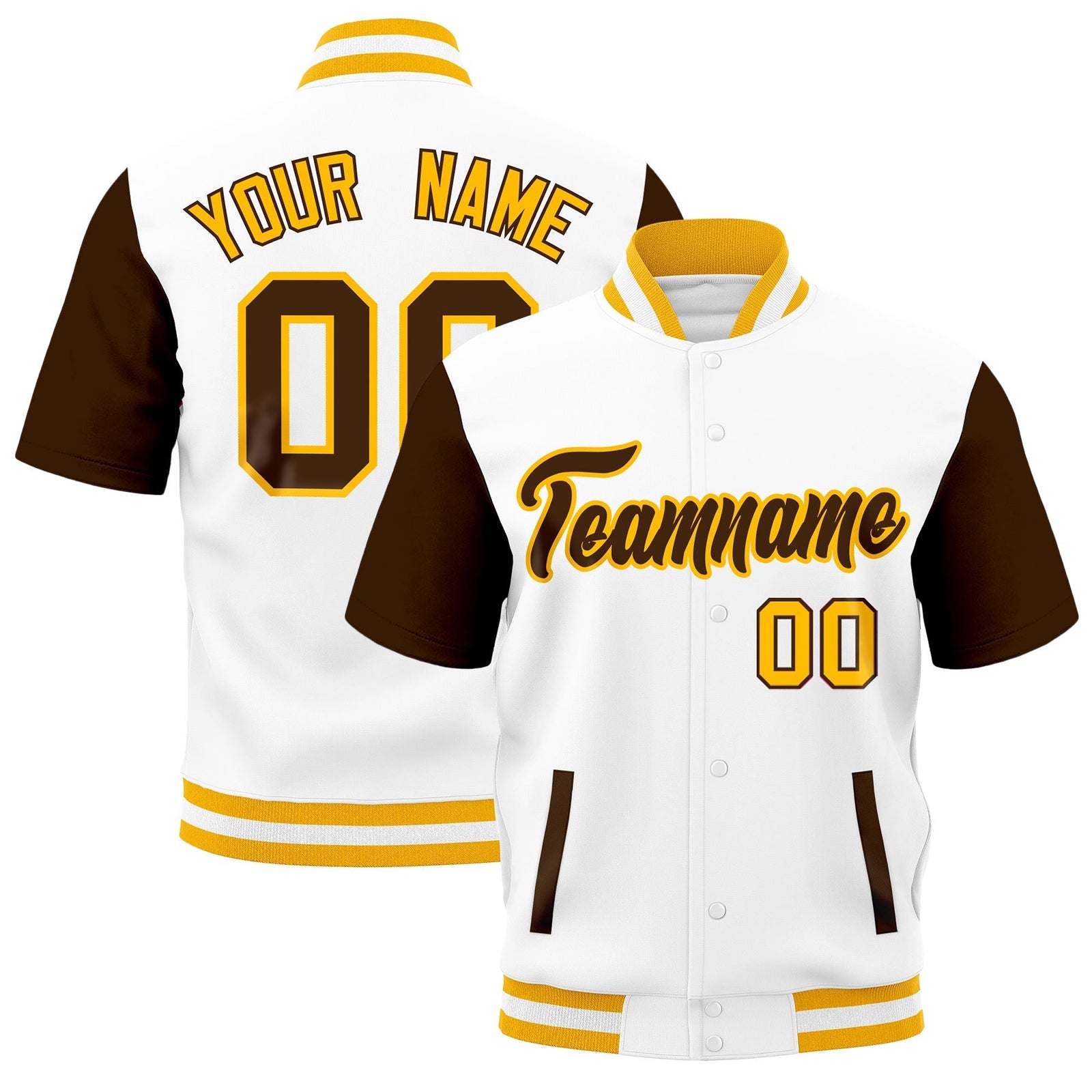 Custom Brown Gold White Full-Snap Classic Style Jacket| KXKSHOP