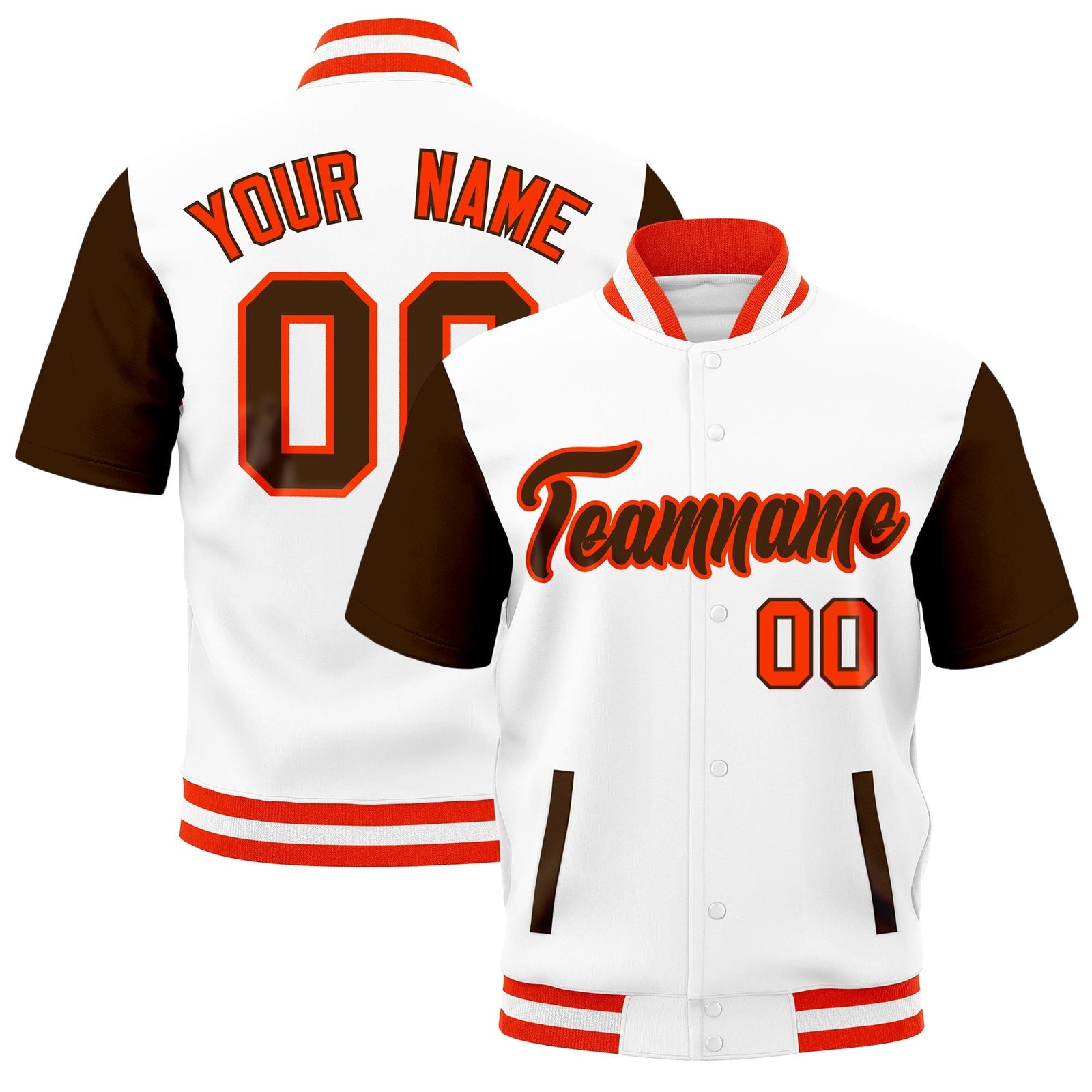 Custom Brown Orange White Full-Snap Classic Style Jacket| KXKSHOP