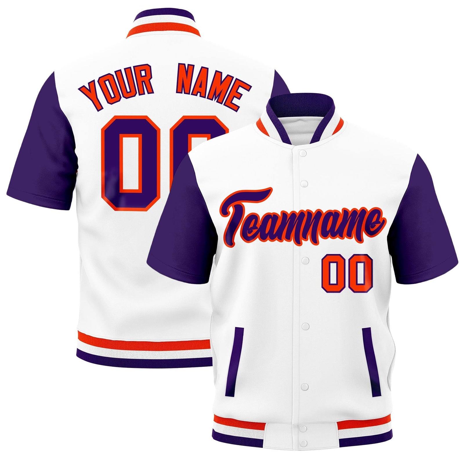 Custom Purple Orange White Full-Snap Classic Style Jacket| KXKSHOP
