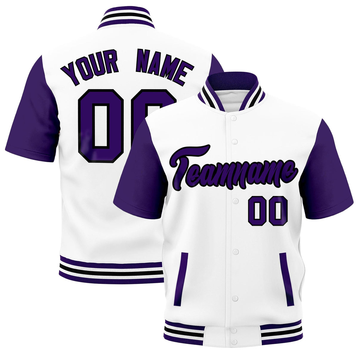 Custom Purple White Black Full-Snap Classic Style Jacket| KXKSHOP
