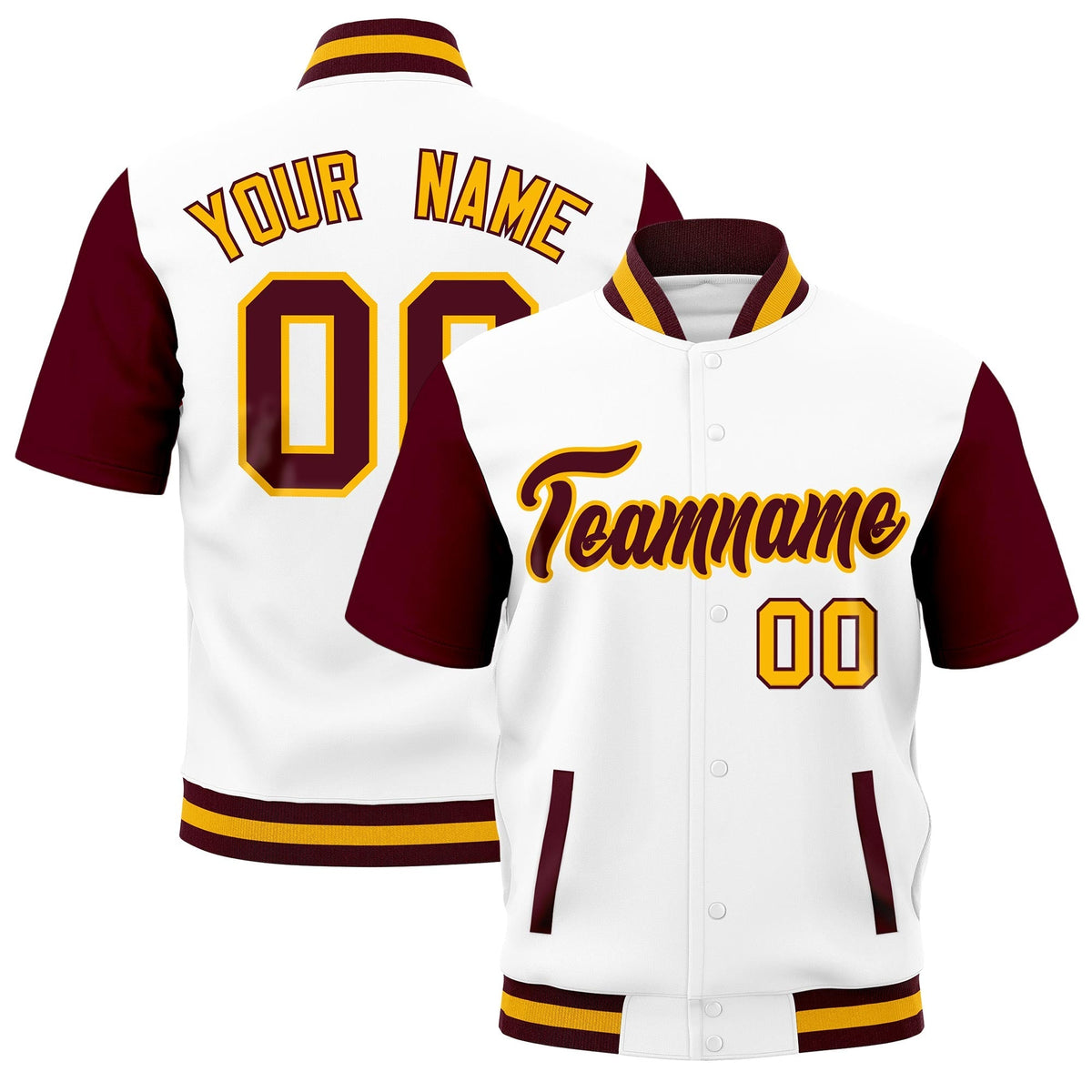 Custom Gray Crimson Gold Full-Snap Classic Style Jacket| KXKSHOP