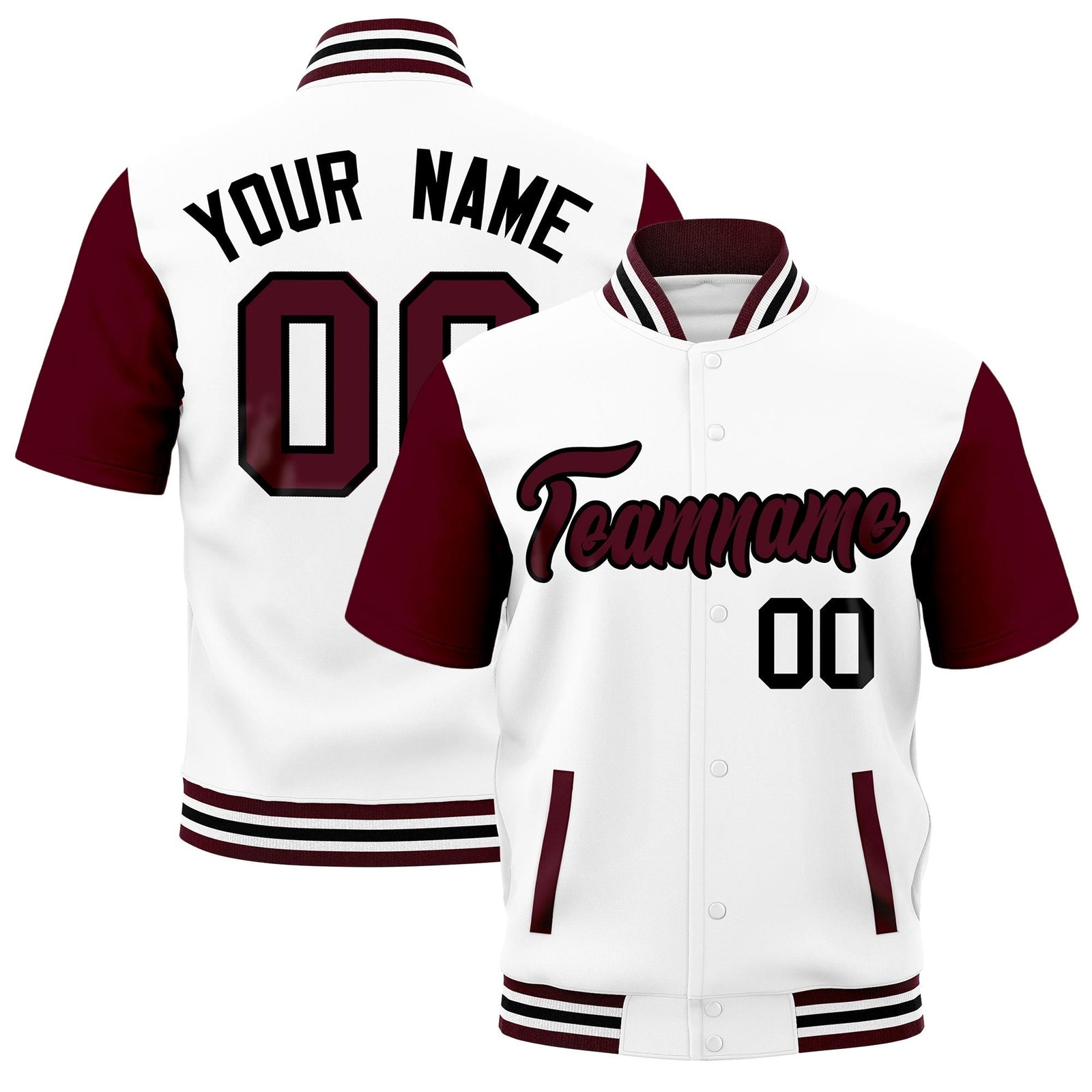 Custom Gray Crimson White Full-Snap Classic Style Jacket| KXKSHOP