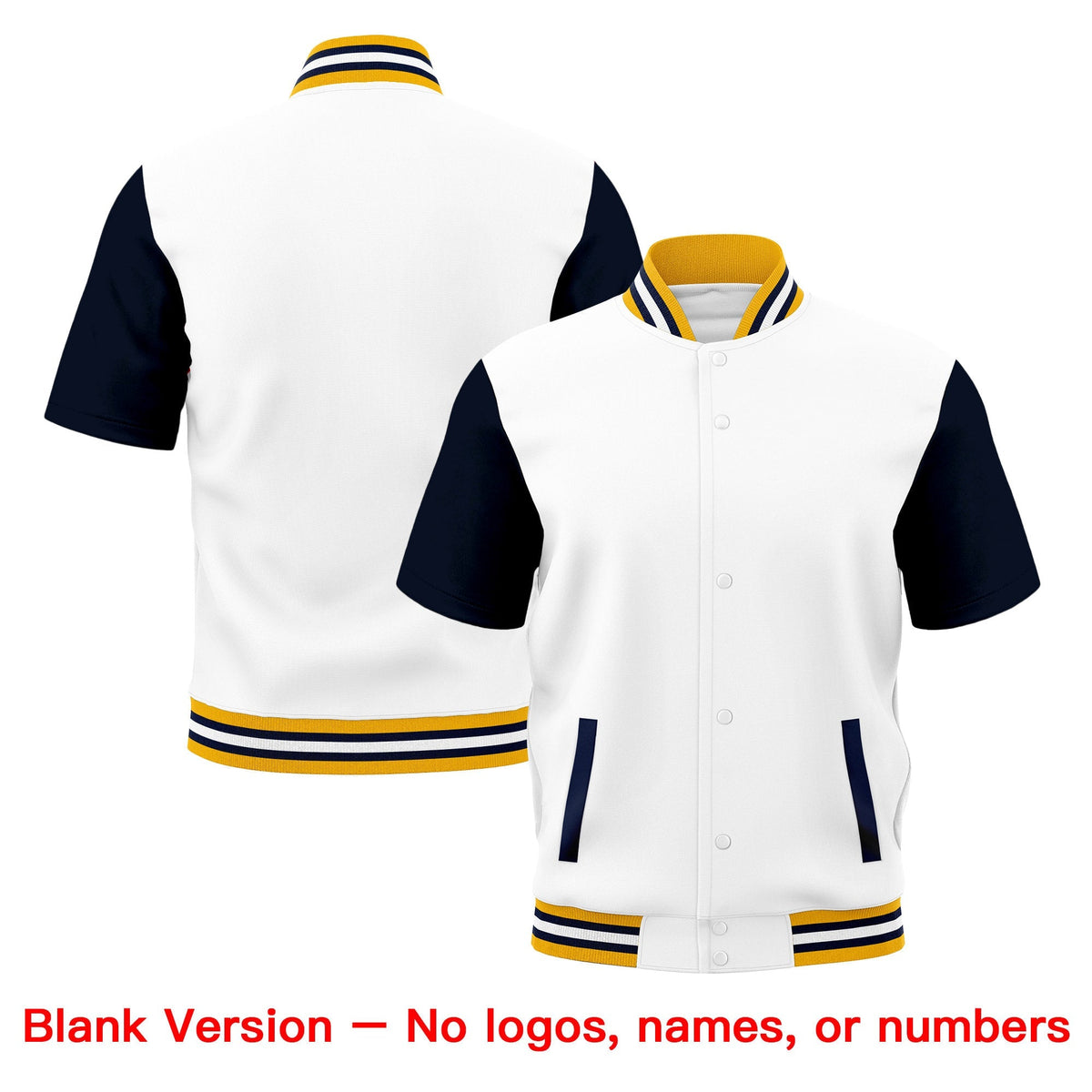Custom Gold Navy White Full-Snap Classic Style Jacket| KXKSHOP