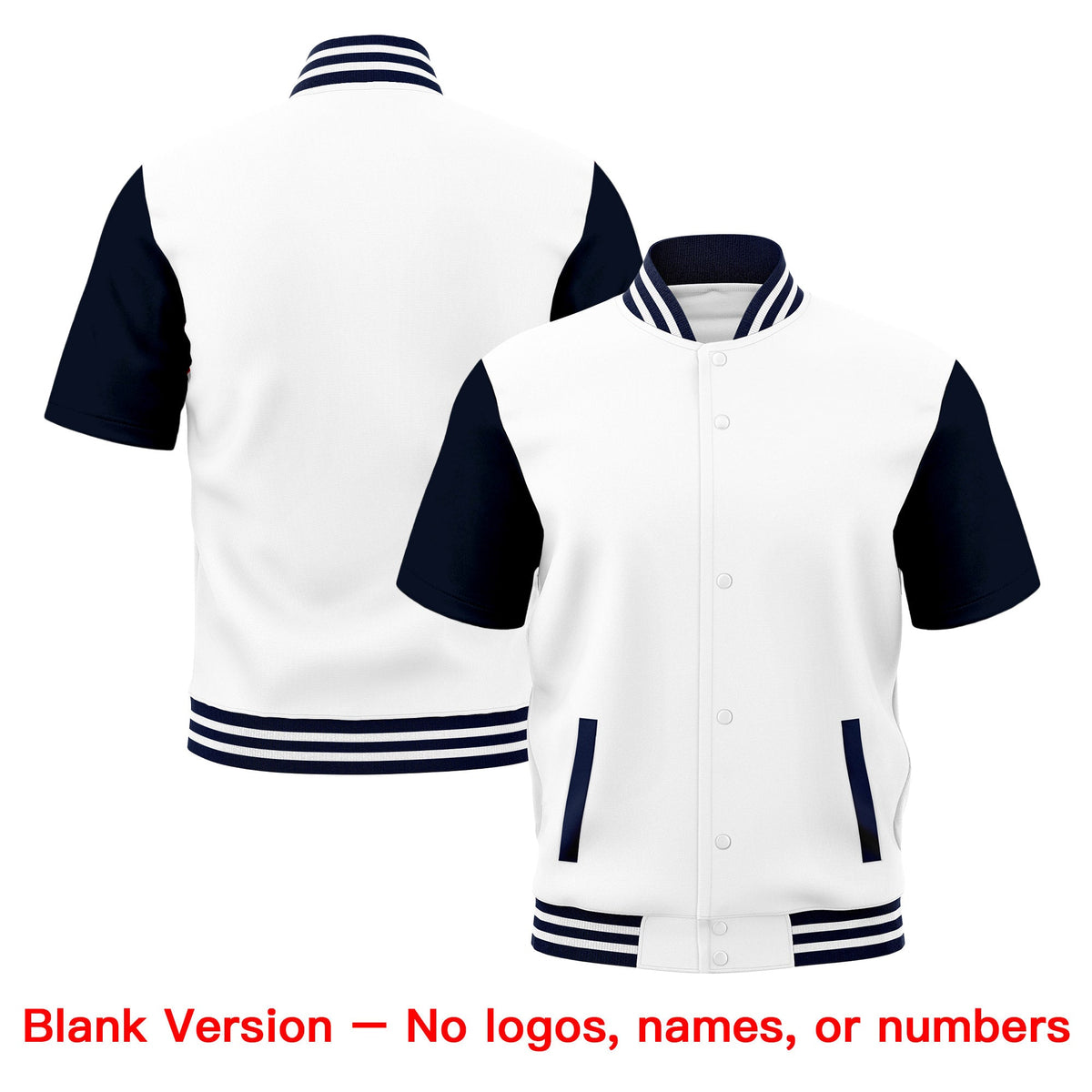 Custom Navy White Full-Snap Classic Style Jacket| KXKSHOP