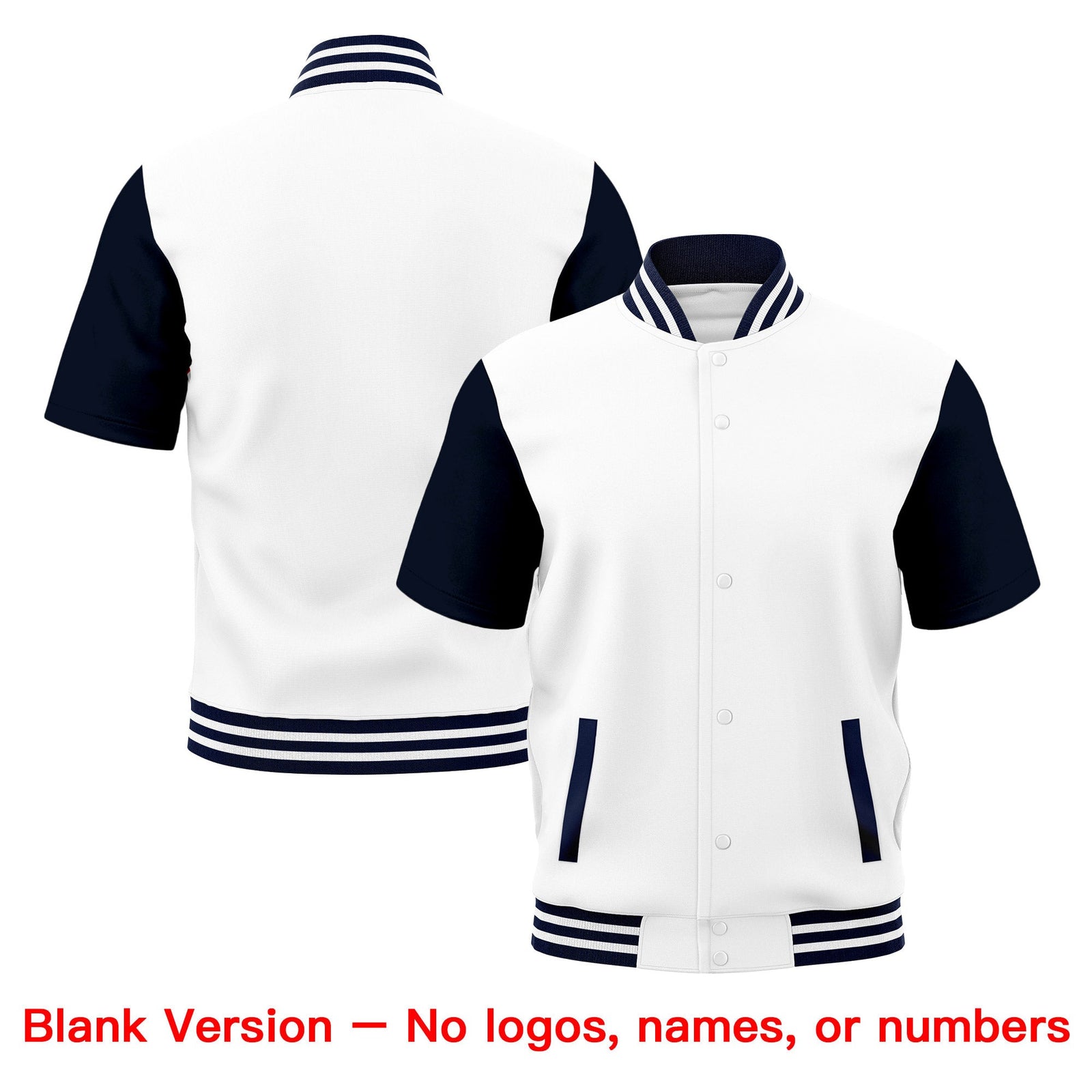 Custom Navy White Full-Snap Classic Style Jacket| KXKSHOP