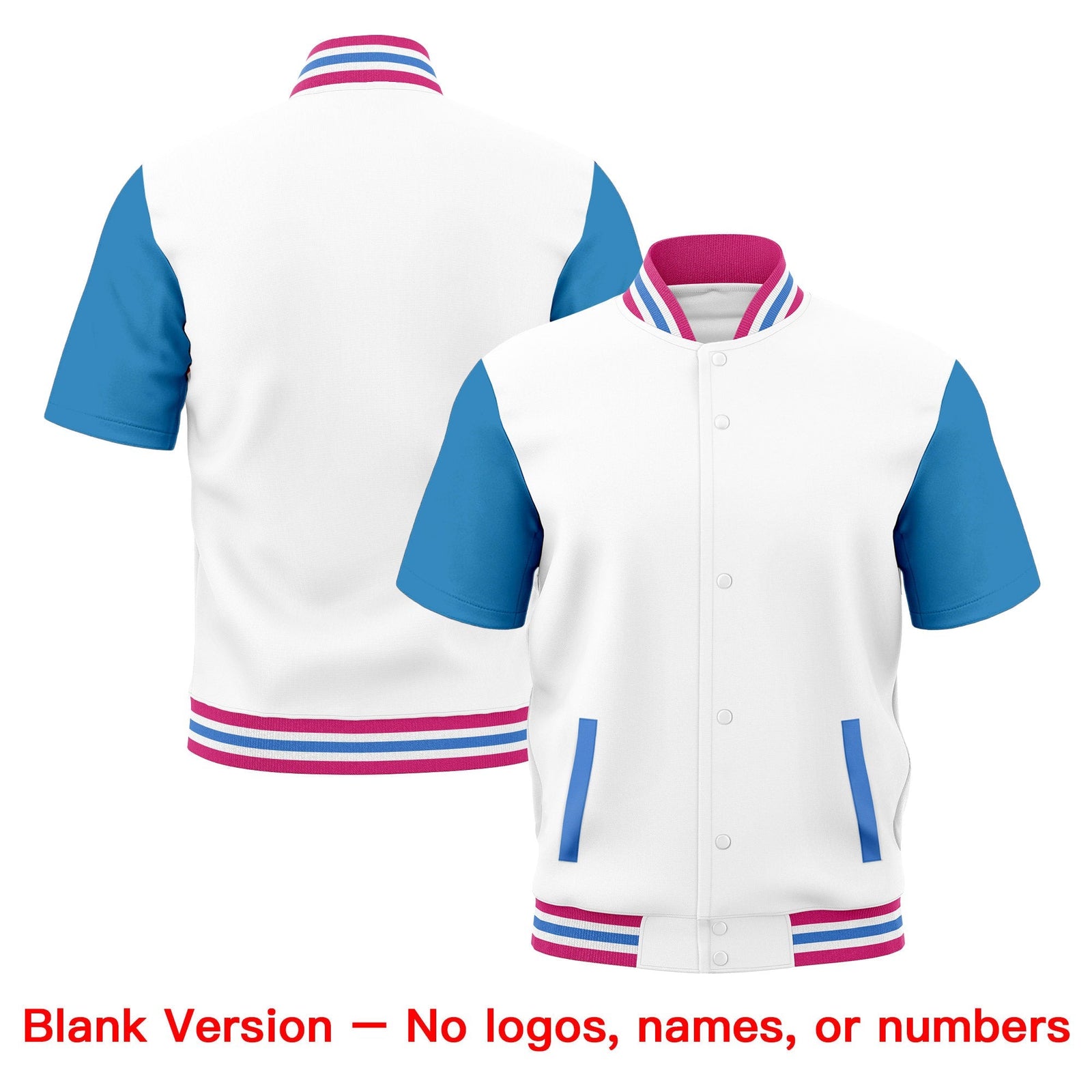 Custom Powder Blue Pink White Full-Snap Classic Style Jacket| KXKSHOP