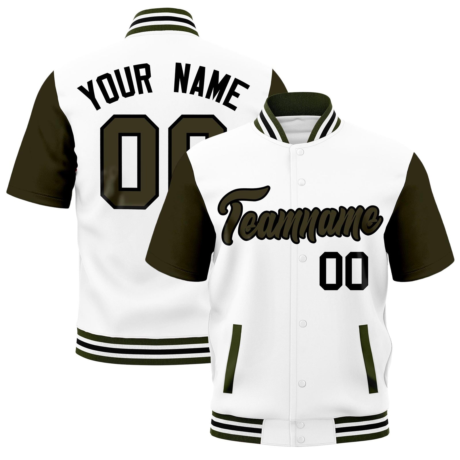 Custom Olive White Black Full-Snap Classic Style Jacket| KXKSHOP