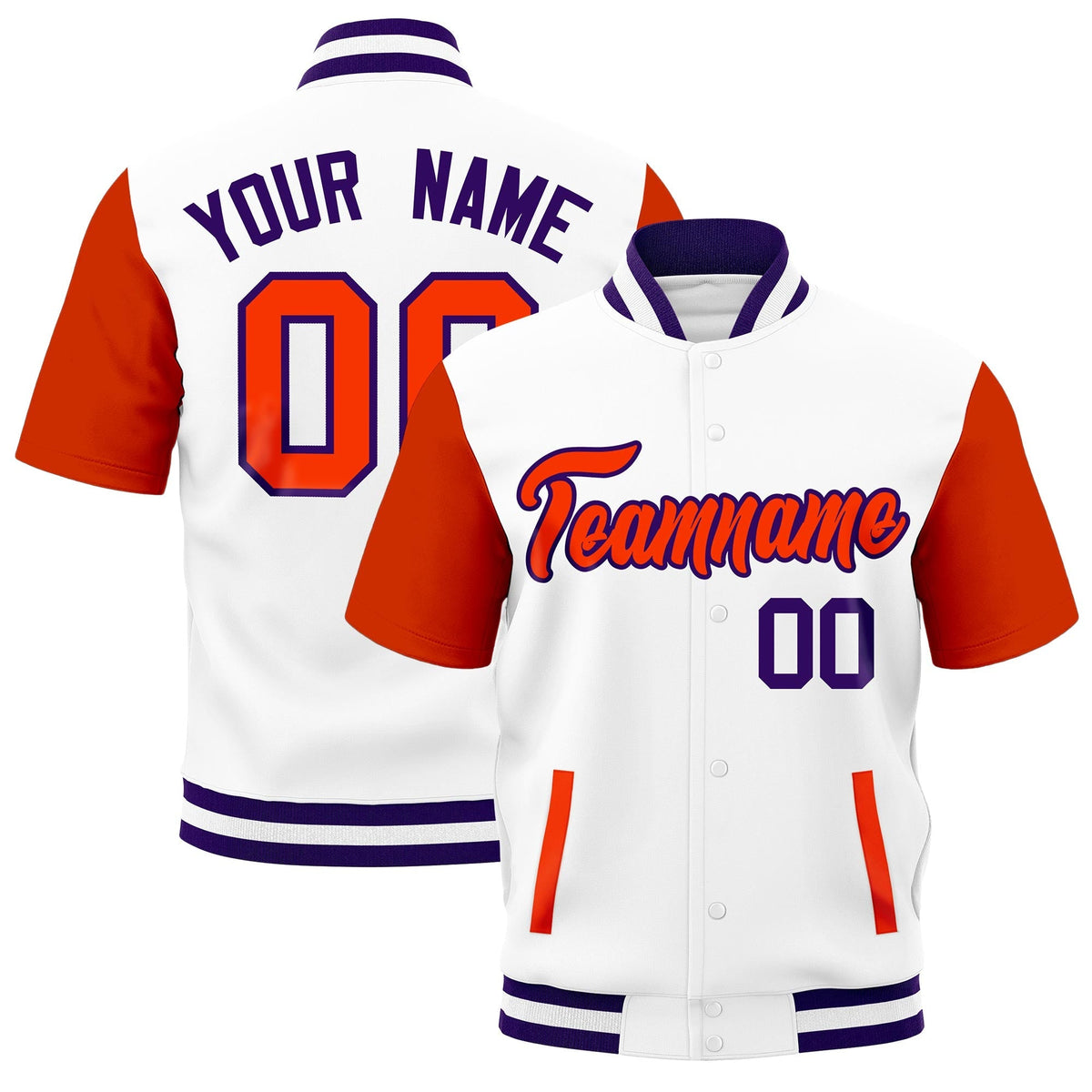 Custom Orange Purple White Full-Snap Classic Style Jacket| KXKSHOP