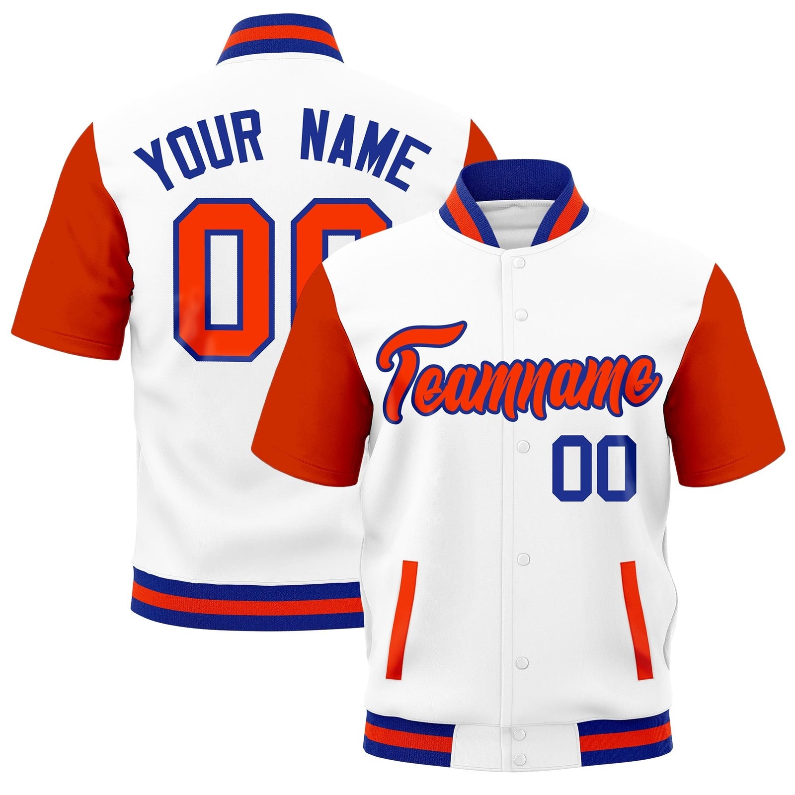 Custom Orange Royal Blue Full-Snap Classic Style Jacket| KXKSHOP