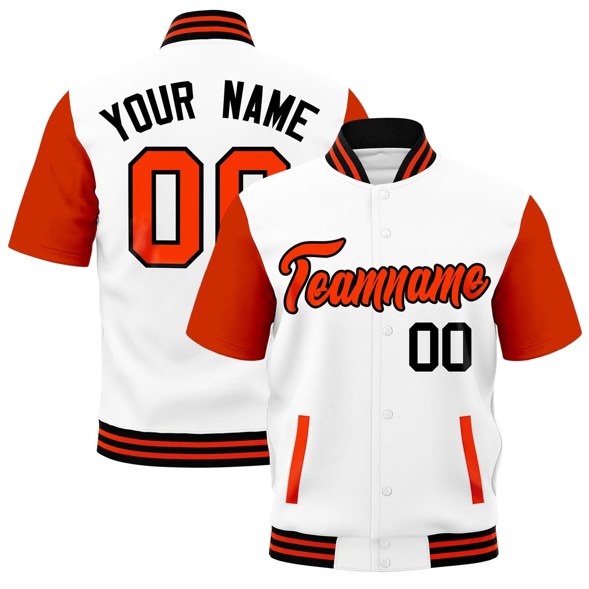 Custom Orange Black Full-Snap Classic Style Jacket| KXKSHOP