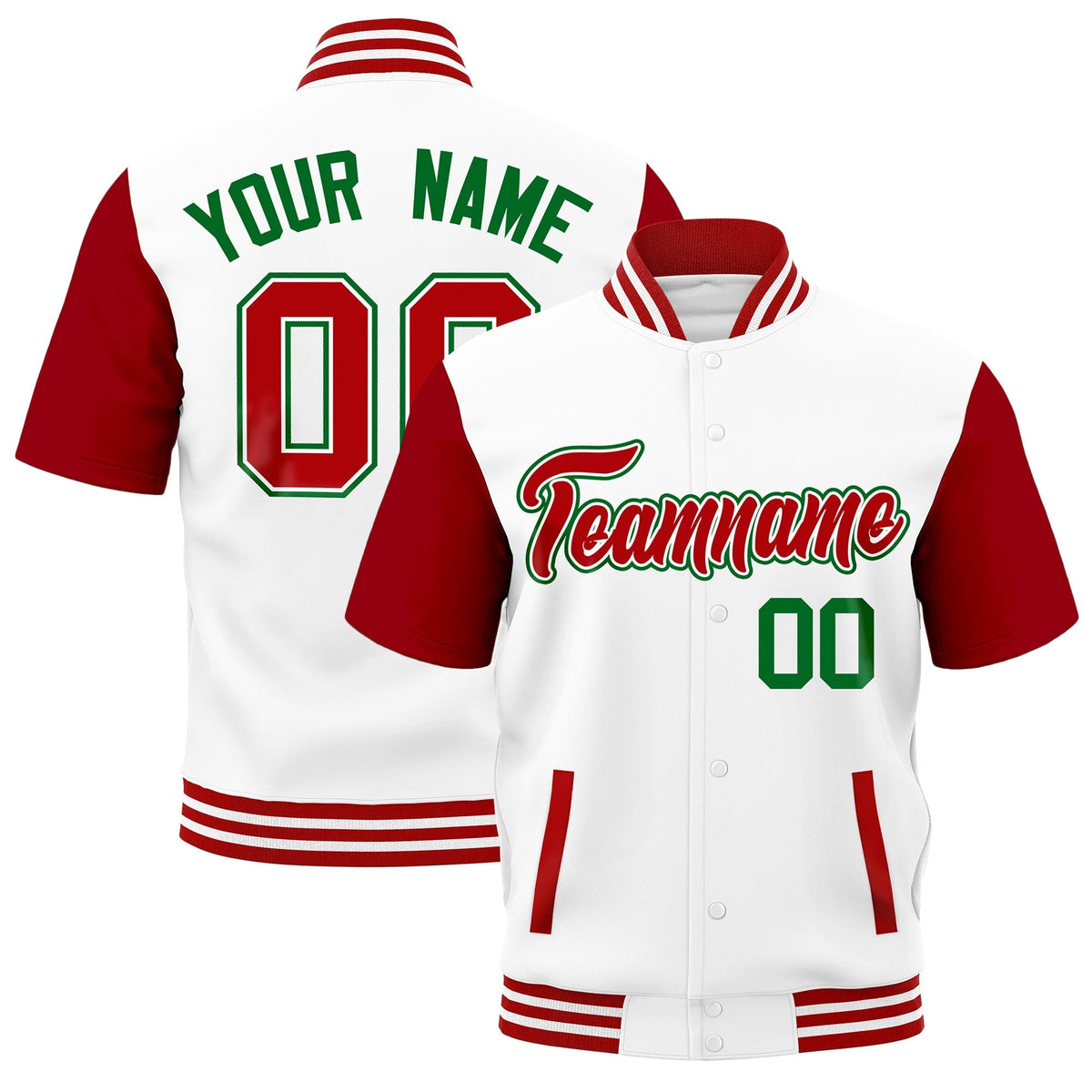 Custom Red White Full-Snap Classic Style Jacket| KXKSHOP