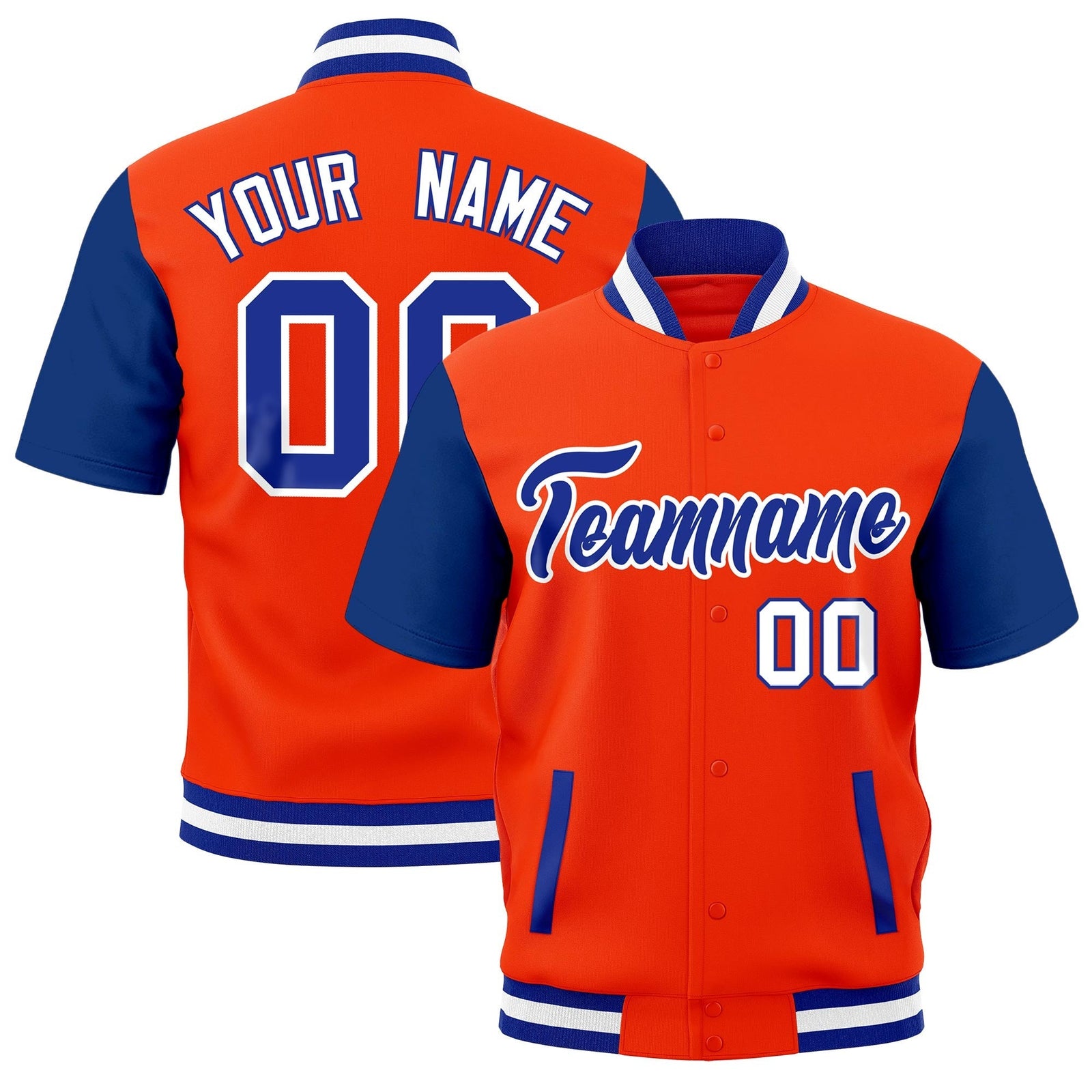 Custom Royal Blue White Full-Snap Classic Style Jacket| KXKSHOP