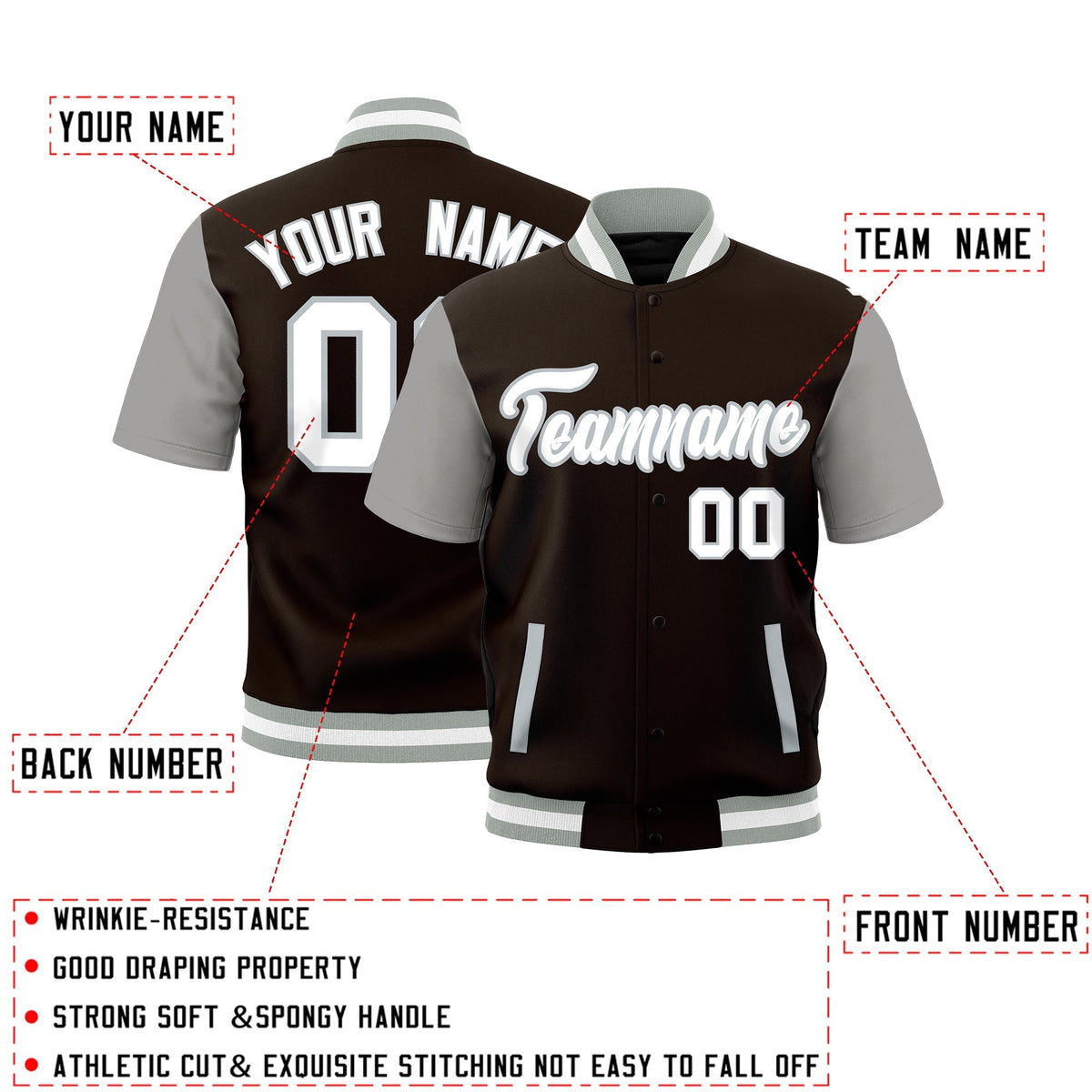 Custom Gray White Full-Snap Classic Style Jacket| KXKSHOP