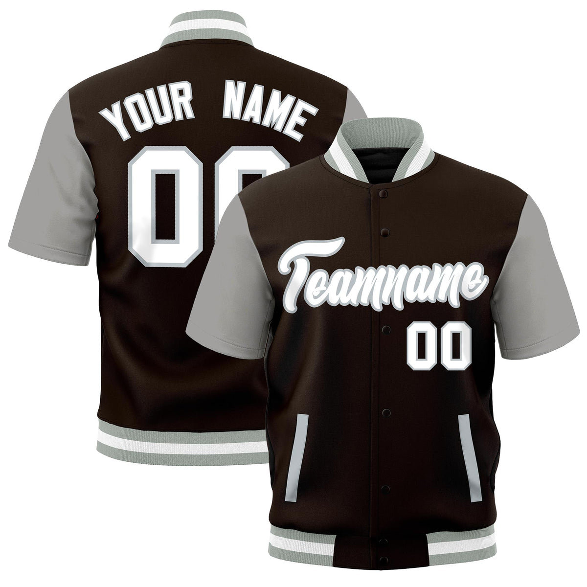 Custom Gray White Full-Snap Classic Style Jacket| KXKSHOP