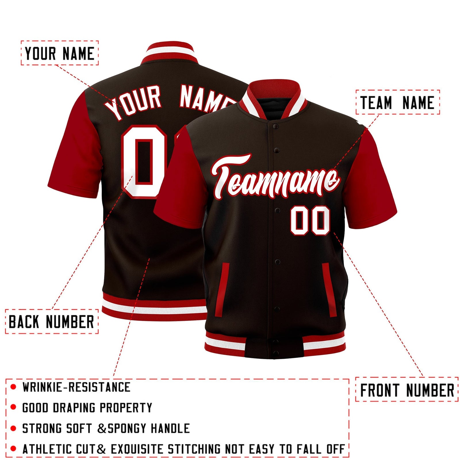 Custom Red White Full-Snap Classic Style Jacket| KXKSHOP