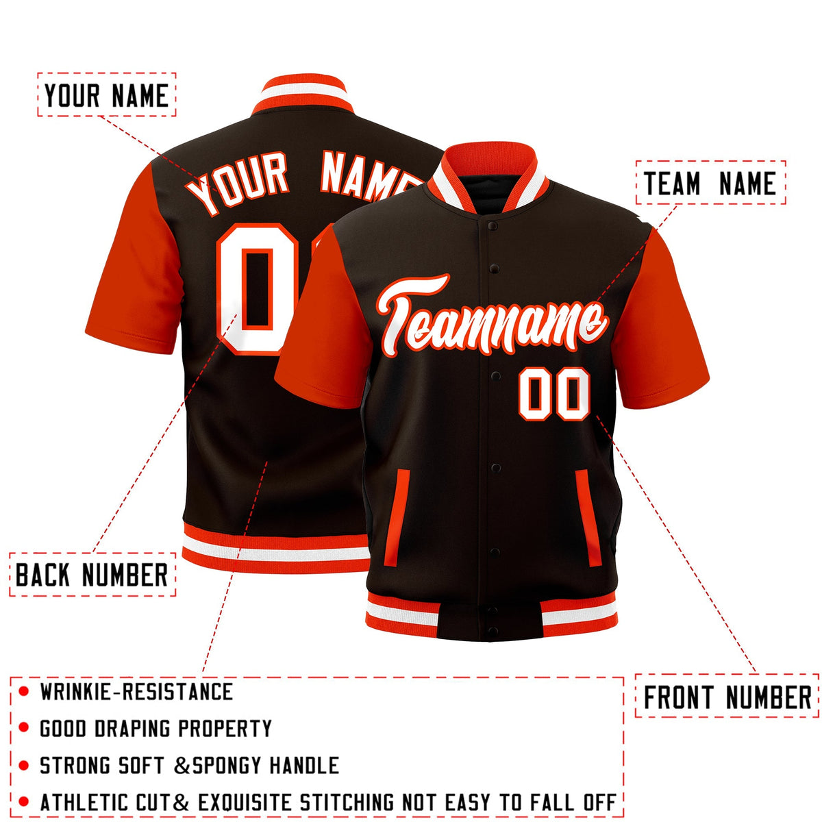 Custom Orange White Full-Snap Classic Style Jacket| KXKSHOP