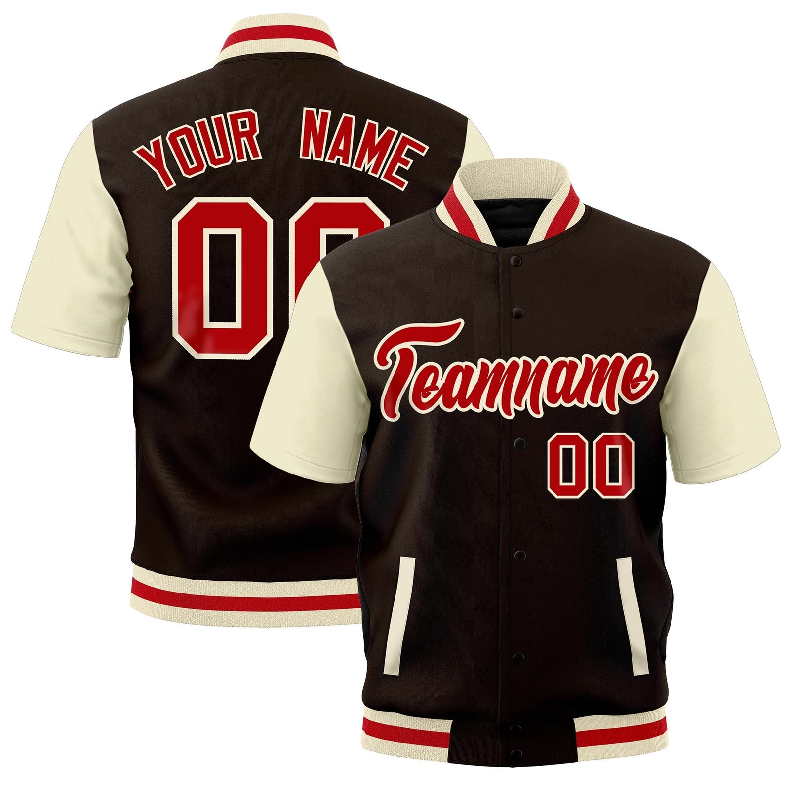 Custom Cream Red Full-Snap Classic Style Jacket| KXKSHOP