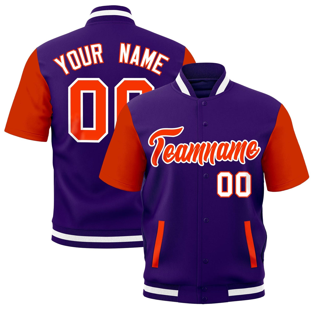 Custom Orange Purple White Full-Snap Classic Style Jacket| KXKSHOP