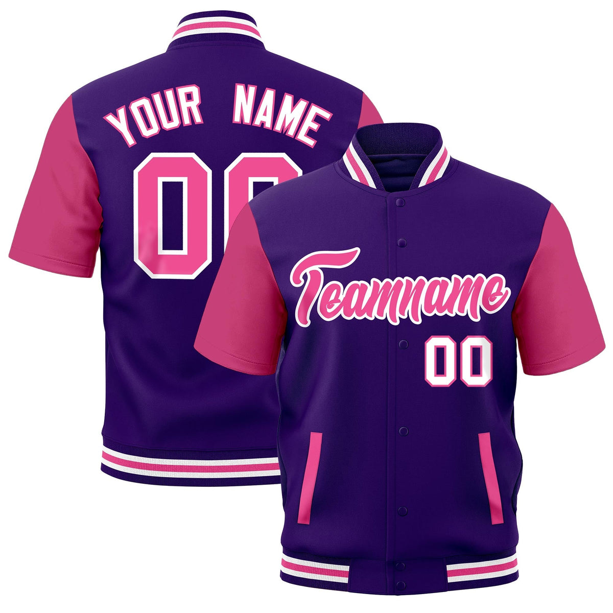 Custom Purple White Pink Full-Snap Classic Style Jacket| KXKSHOP