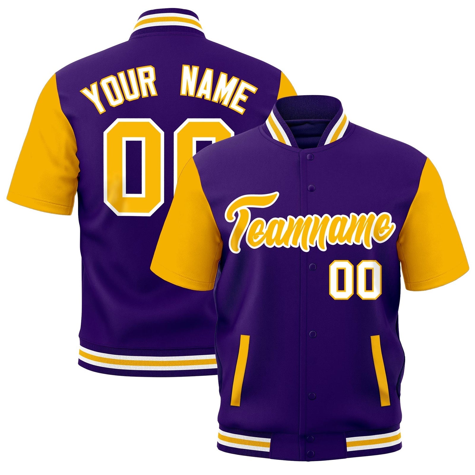 Custom Gold Purple White Full-Snap Classic Style Jacket| KXKSHOP