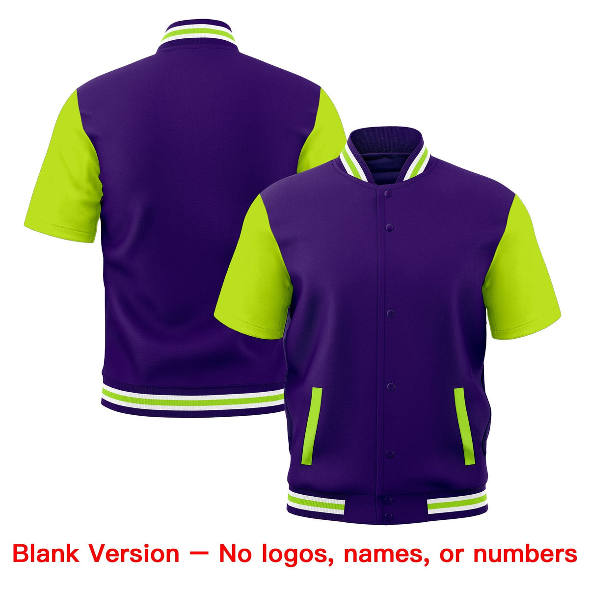 Custom Neon Green Purple White Full-Snap Classic Style Jacket| KXKSHOP