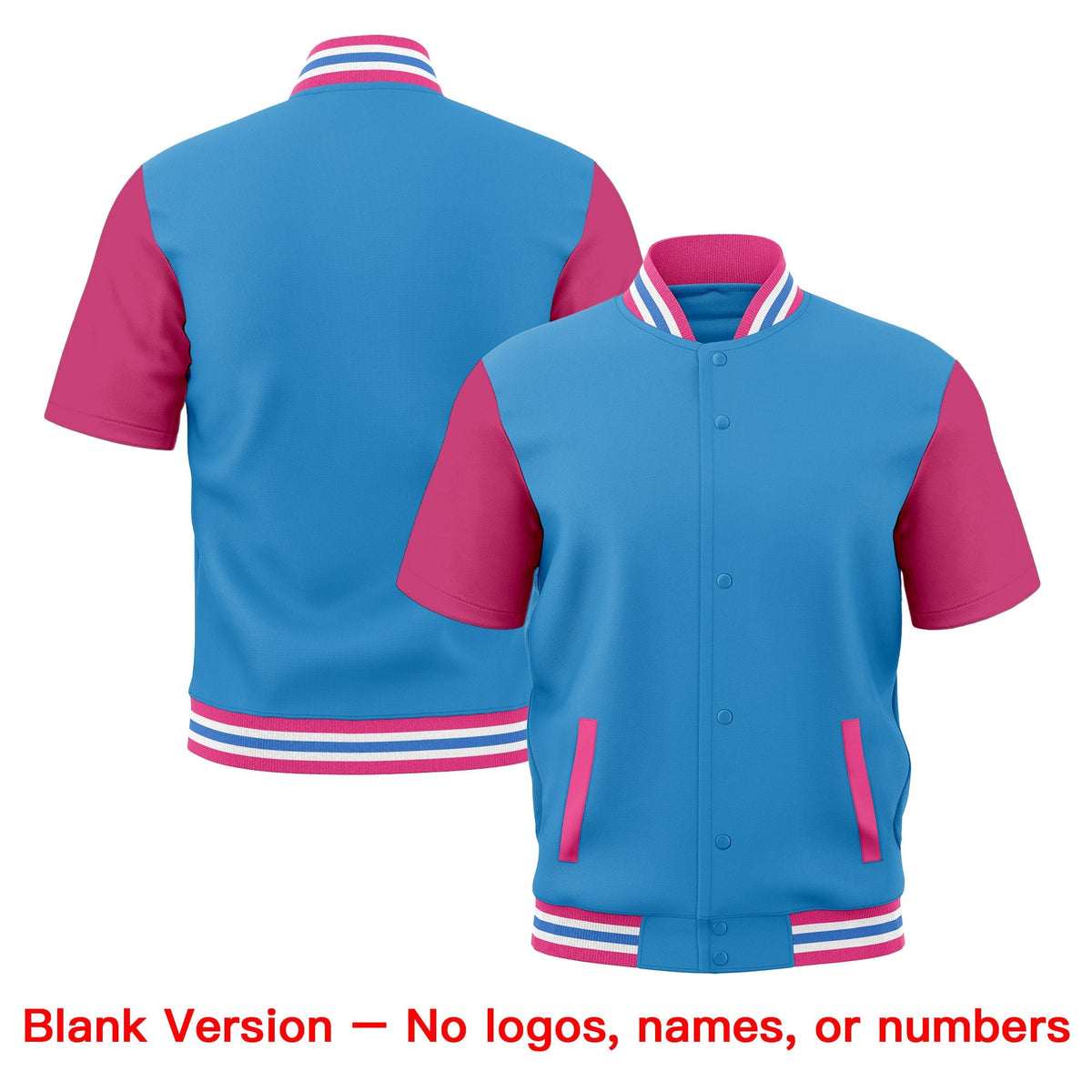 Custom Pink White Powder Blue Full-Snap Classic Style Jacket| KXKSHOP