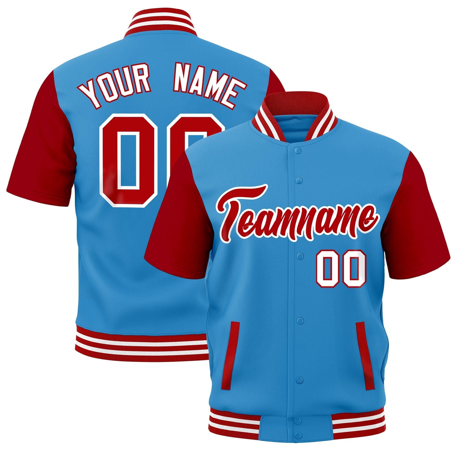 Custom Red White Full-Snap Classic Style Jacket| KXKSHOP