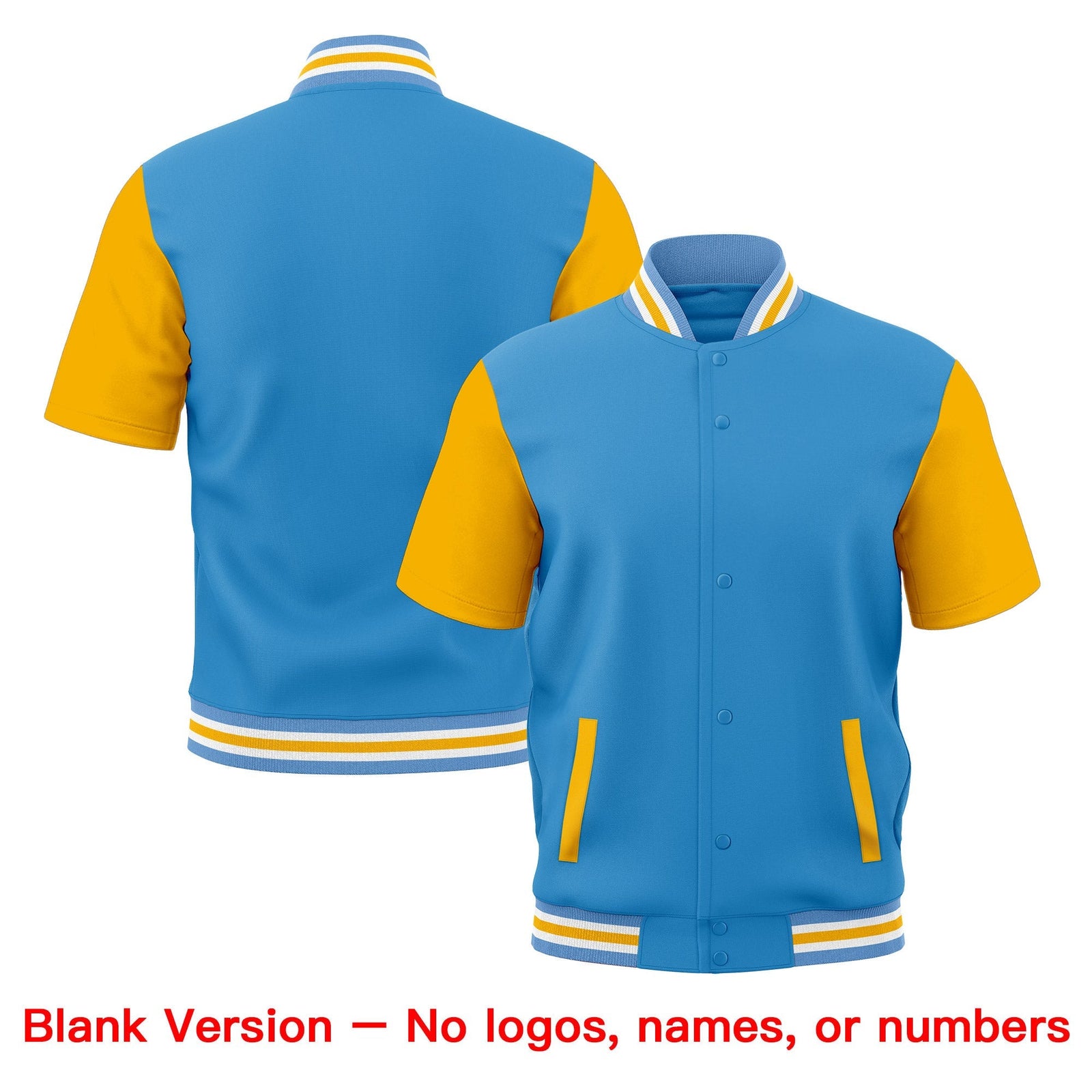 Custom Gold Powder Blue White Full-Snap Classic Style Jacket| KXKSHOP