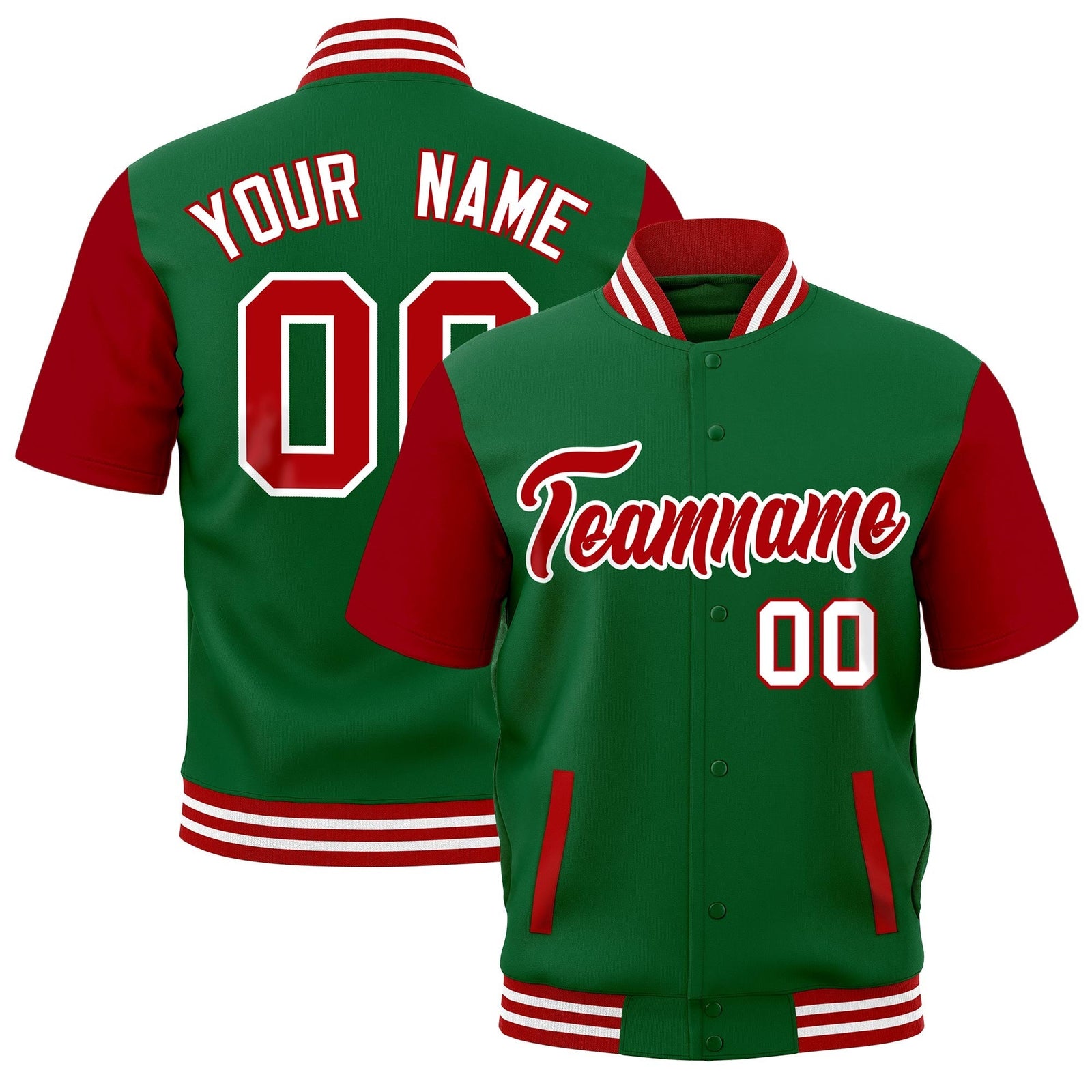 Custom Red White Full-Snap Classic Style Jacket| KXKSHOP