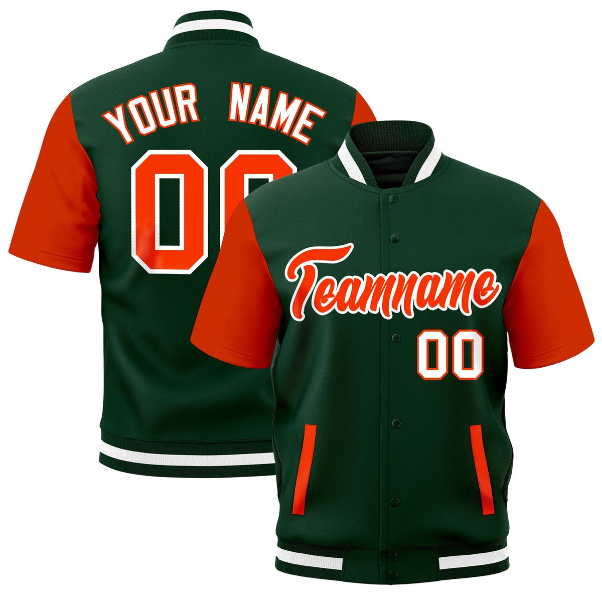 Custom Orange Green White Full-Snap Classic Style Jacket| KXKSHOP