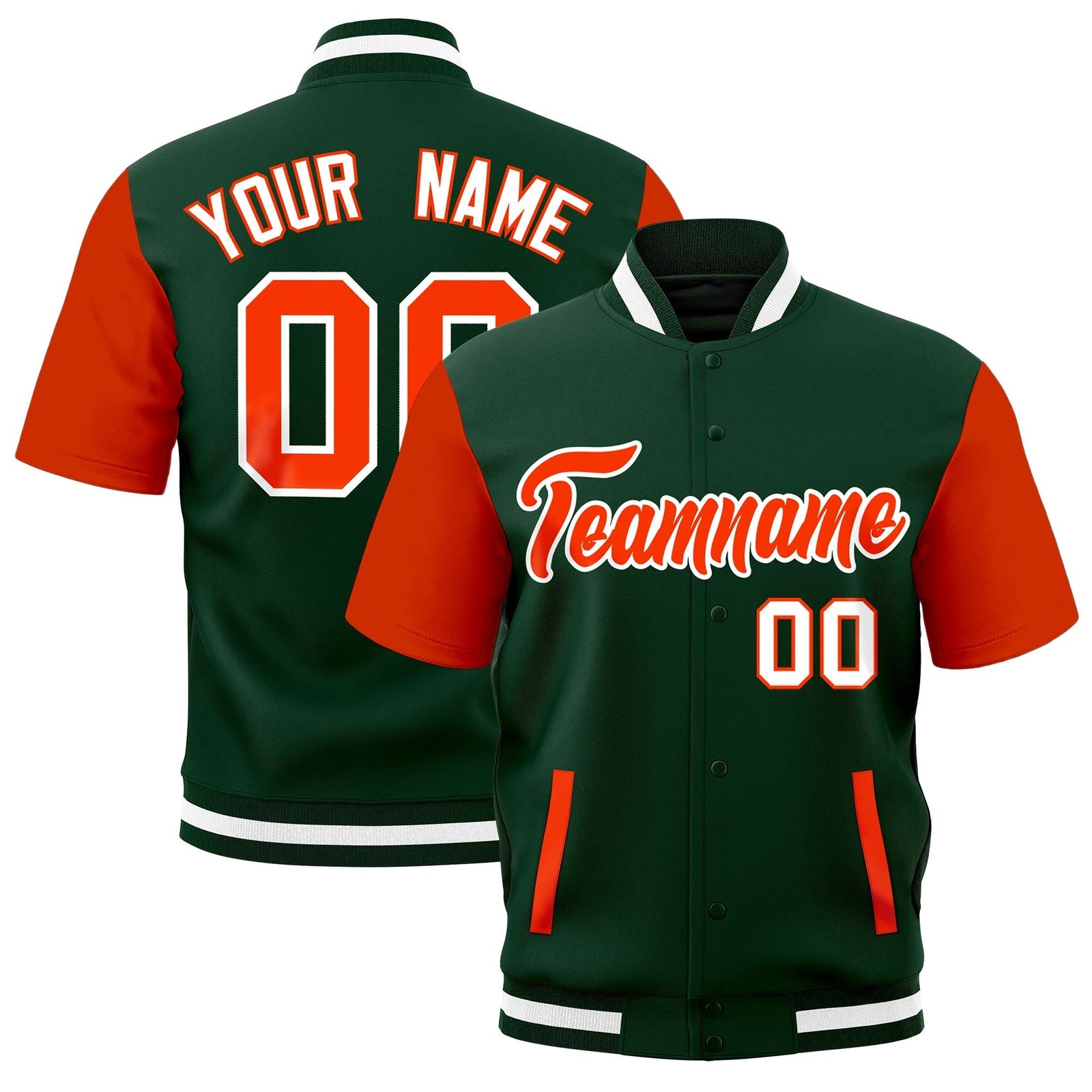 Custom Orange Green White Full-Snap Classic Style Jacket| KXKSHOP