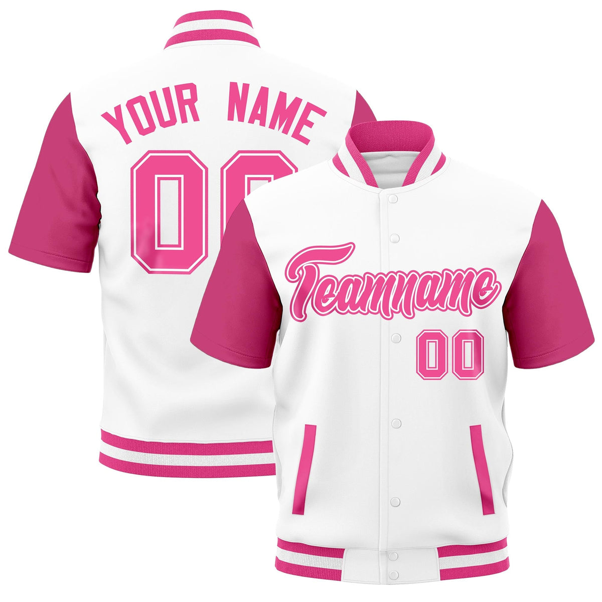 Custom Pink White Full-Snap Classic Style Jacket| KXKSHOP