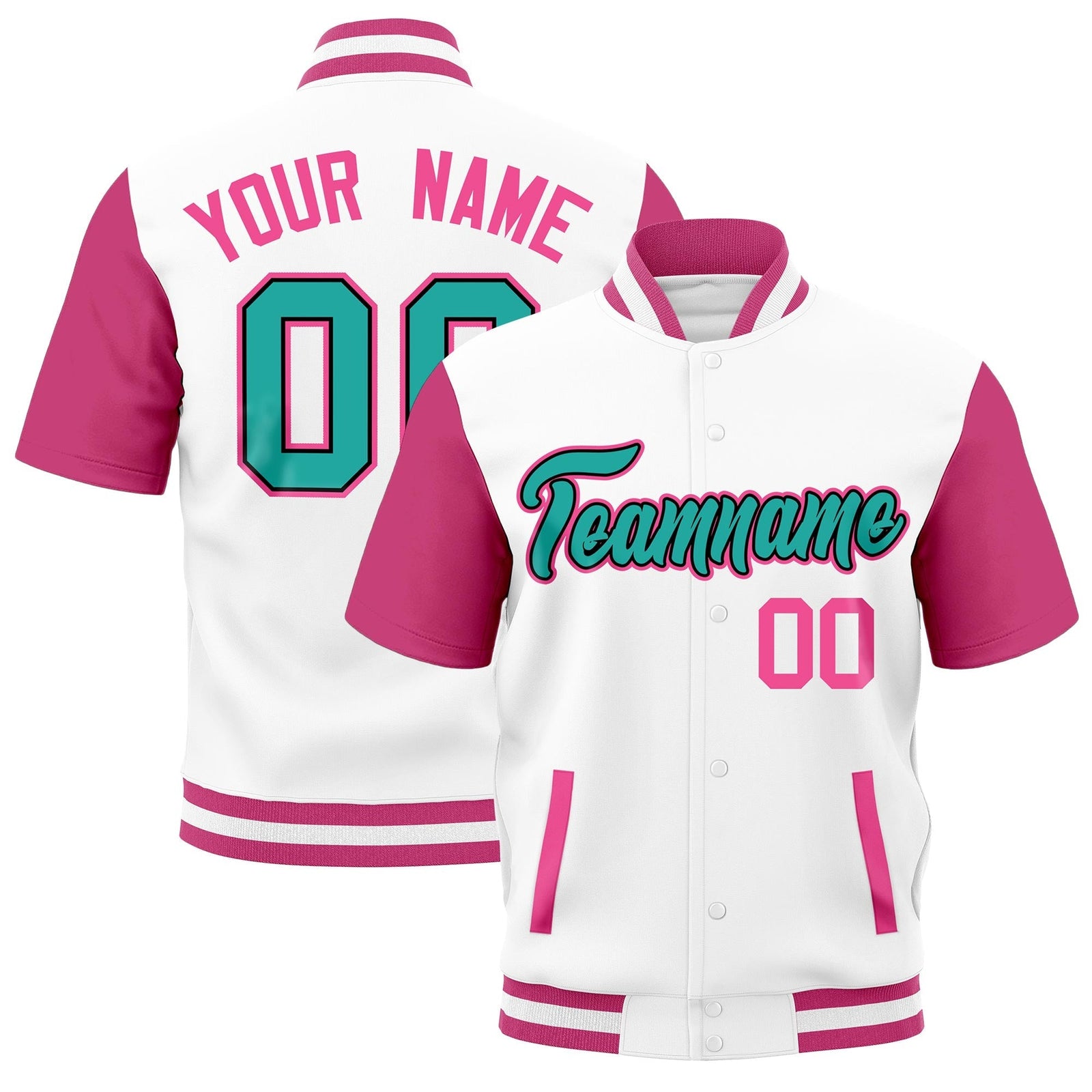 Custom Pink White Full-Snap Classic Style Jacket| KXKSHOP
