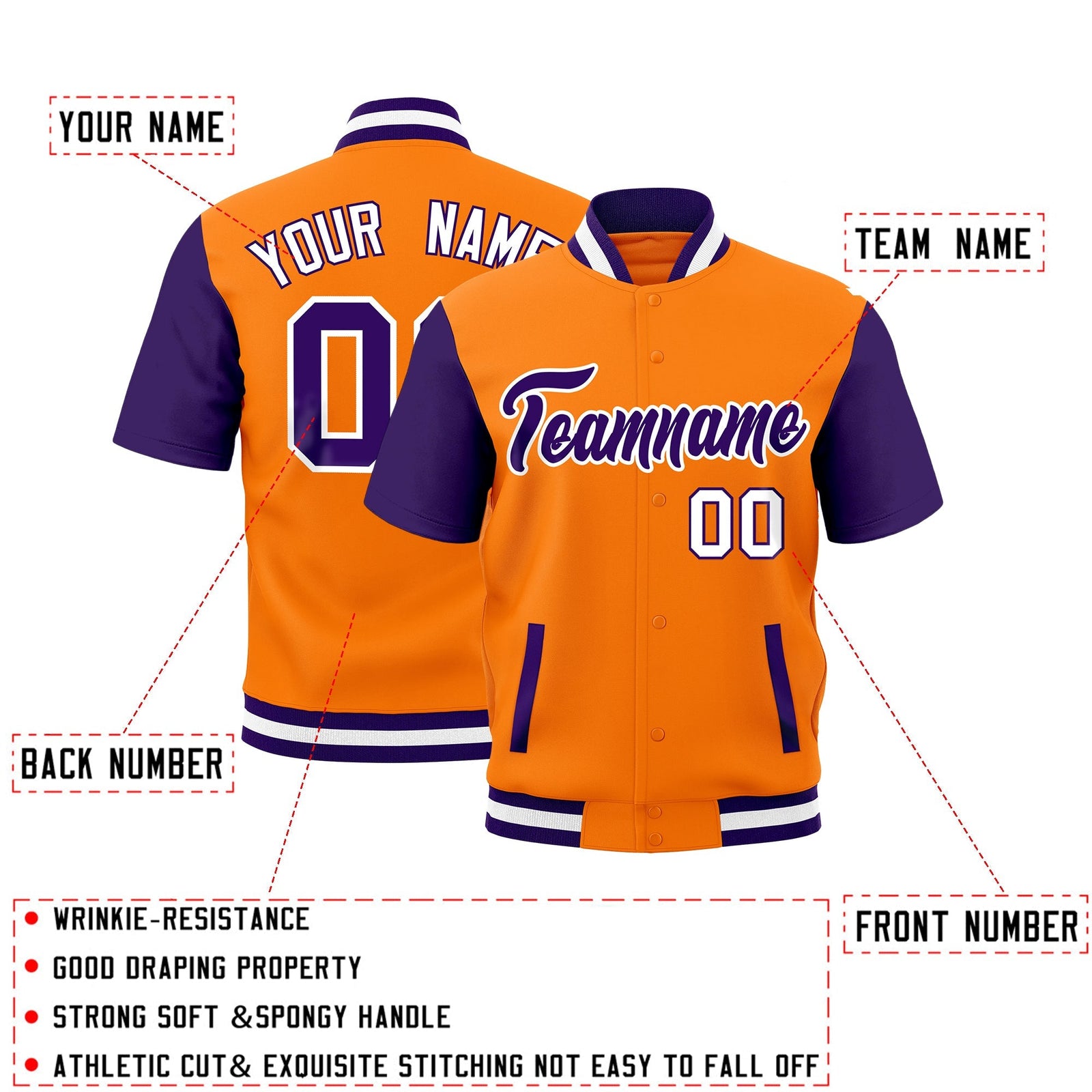 Custom Purple White Full-Snap Classic Style Jacket| KXKSHOP