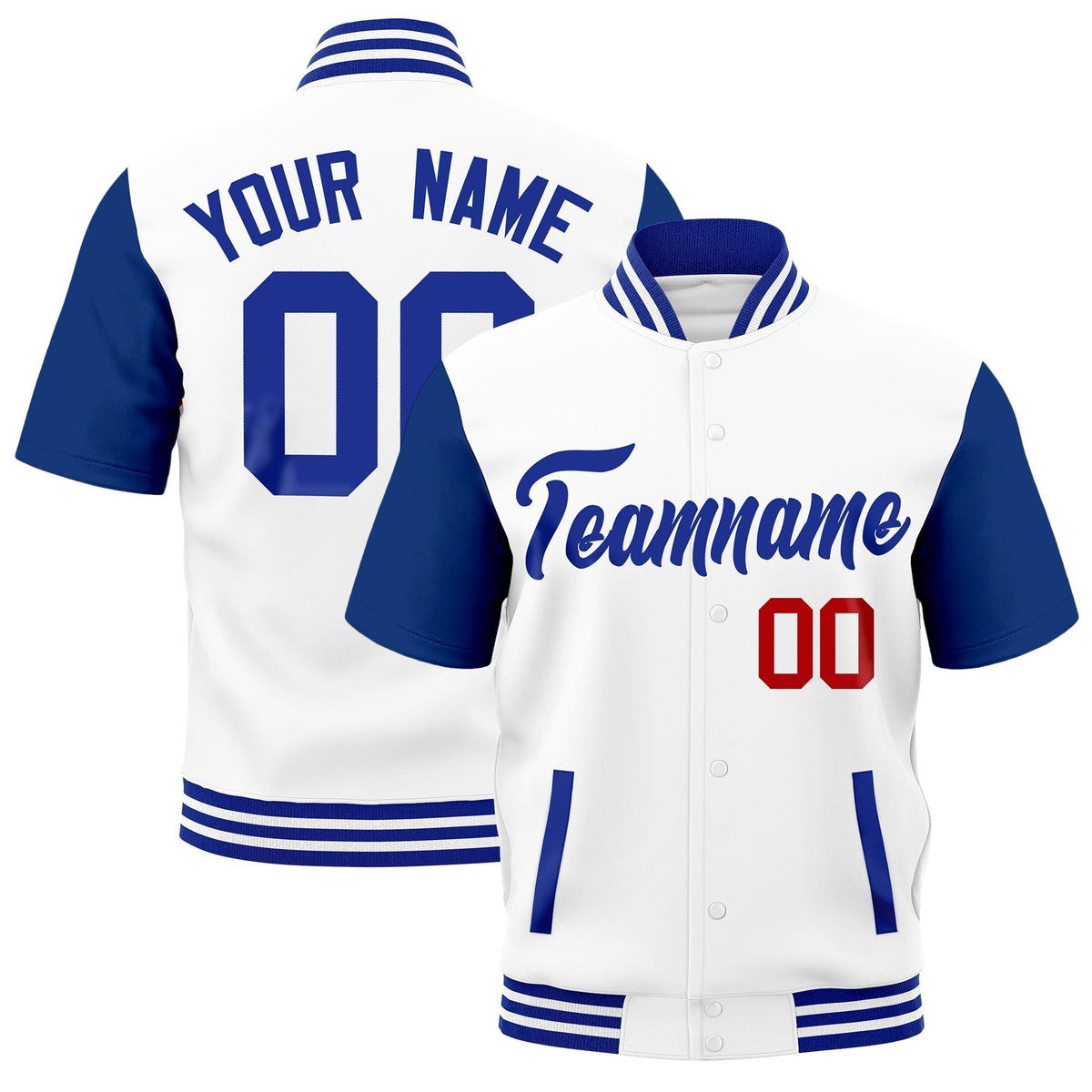 Custom Royal Blue White Full-Snap Classic Style Jacket| KXKSHOP