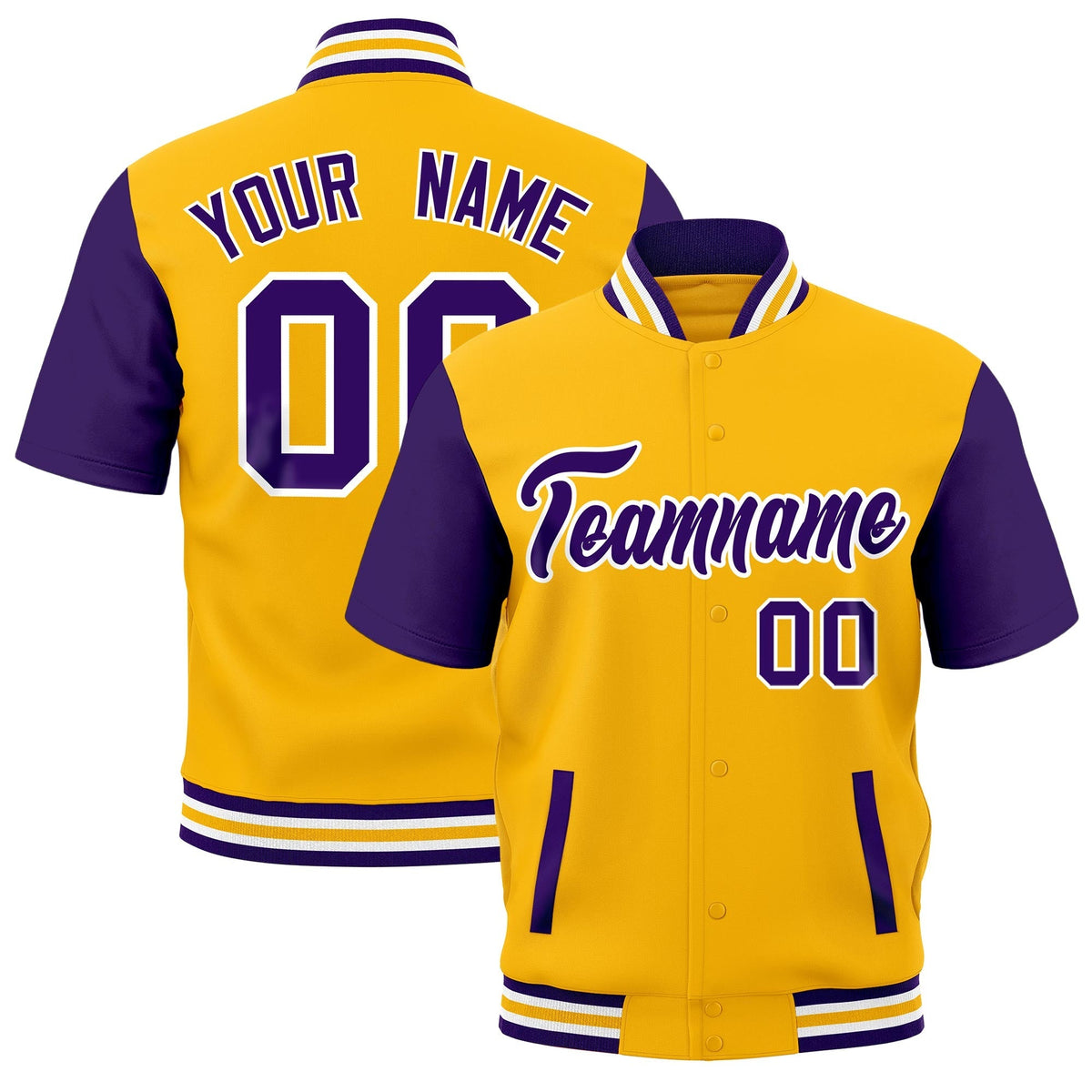 Custom Purple White Gold Full-Snap Classic Style Jacket| KXKSHOP